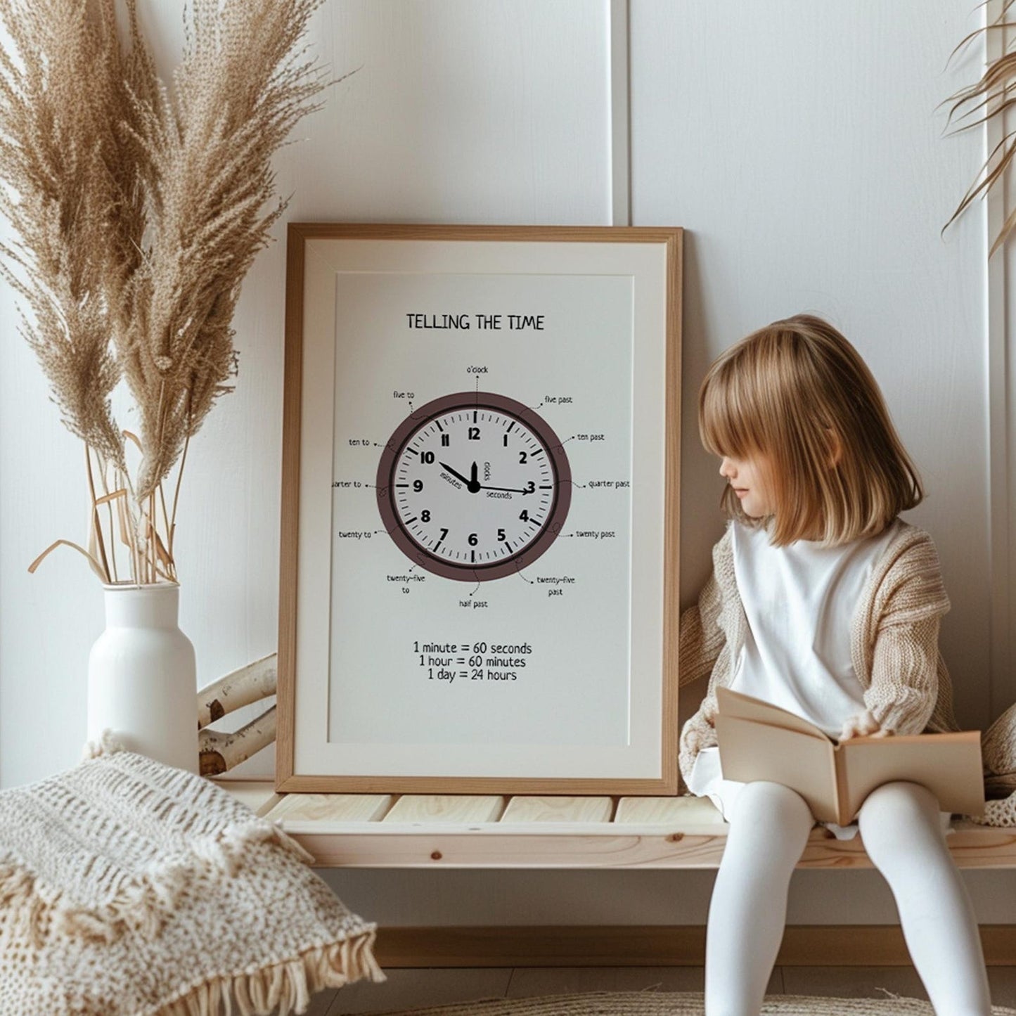 Telling the Time Poster - Educational Clock Learning Printable for Kids' Room, Playroom & Classroom | Digital Download