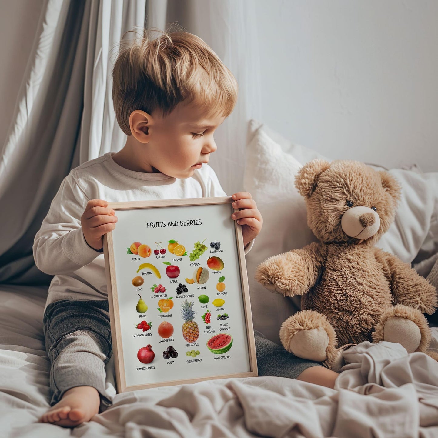 Fruits and Berries Poster - Montessori Educational Print for Kids, Classroom & Nursery Decor | Digital Download