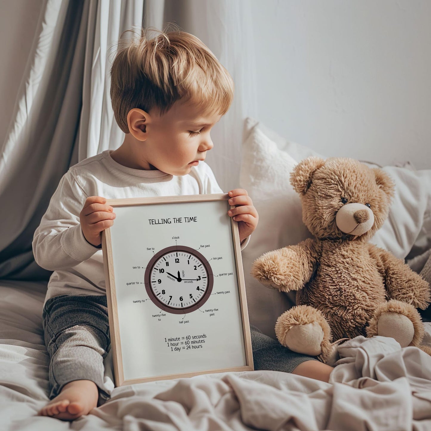 Telling the Time Poster - Educational Clock Learning Printable for Kids' Room, Playroom & Classroom | Digital Download