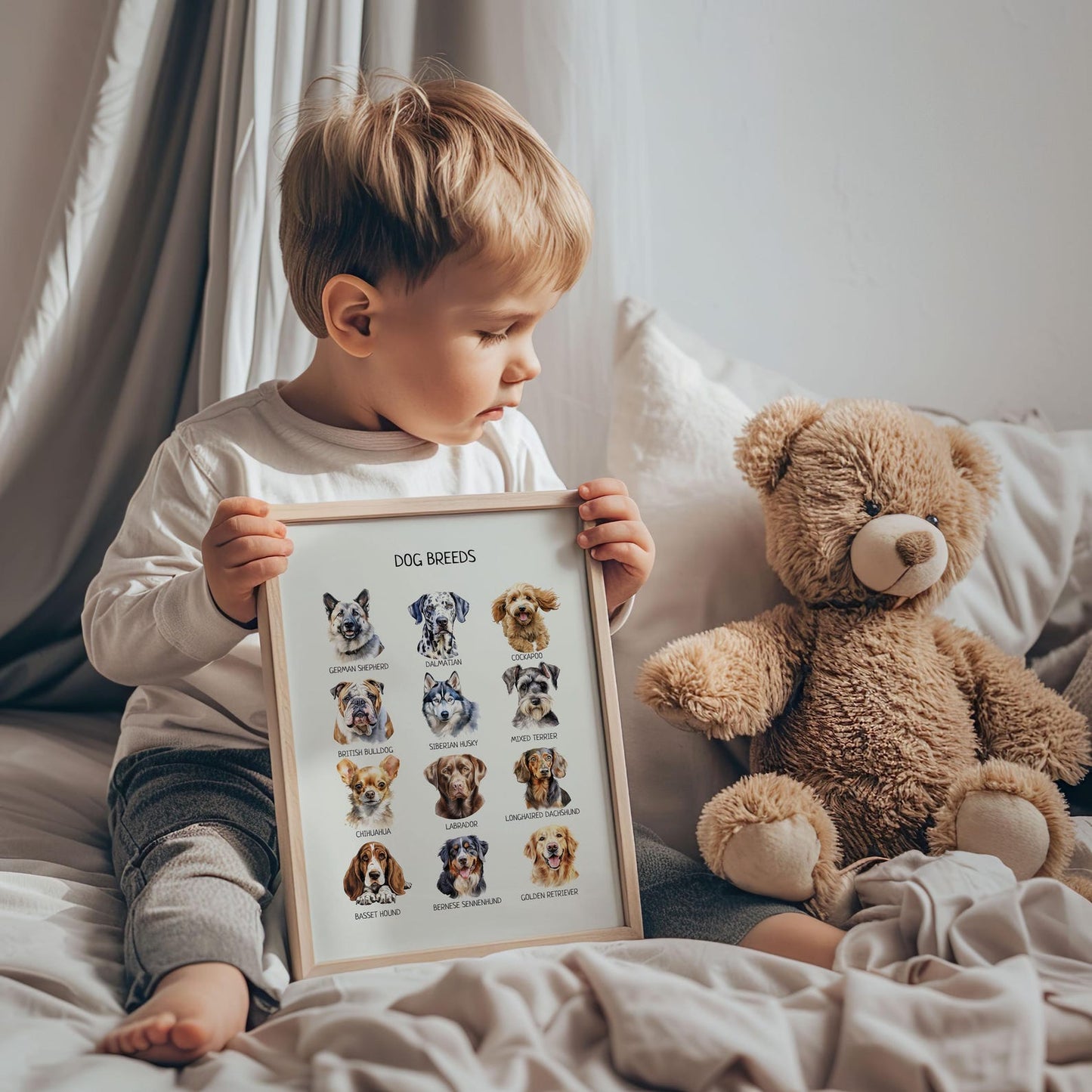 Dog Breeds Educational Poster - Montessori Wall Art for Kids’ Learning, Classroom & Nursery Decor | Digital Download