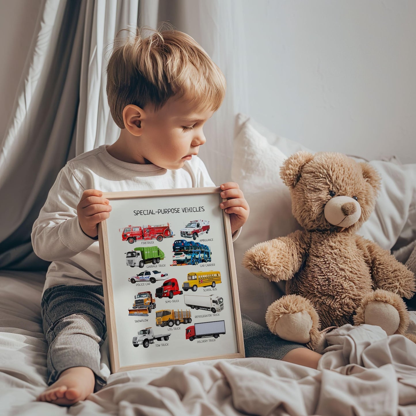 Special Transport Poster - Educational Vehicles Wall Art for Kids’ Room, Montessori Classroom & Nursery Decor | Digital Download