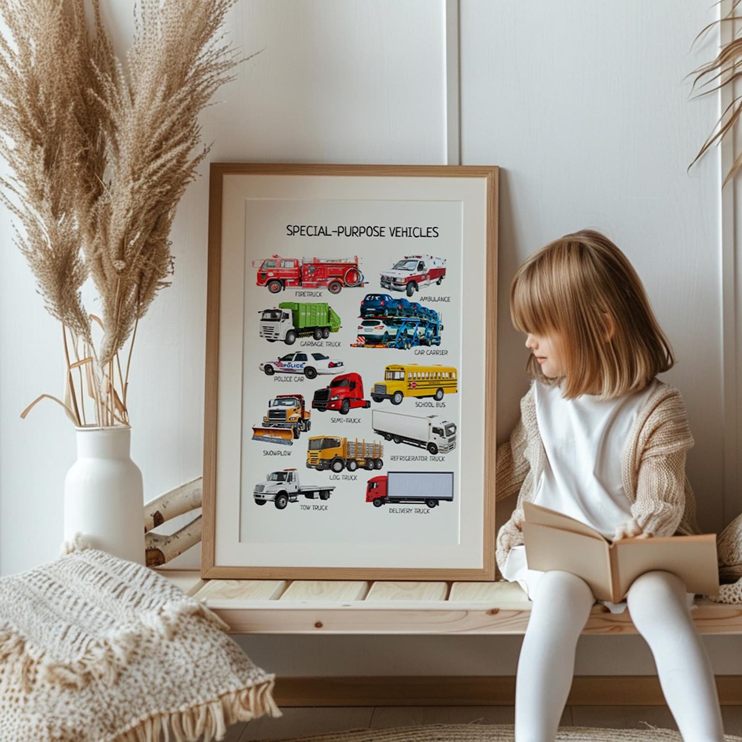 Special Transport Poster - Educational Vehicles Wall Art for Kids’ Room, Montessori Classroom & Nursery Decor | Digital Download