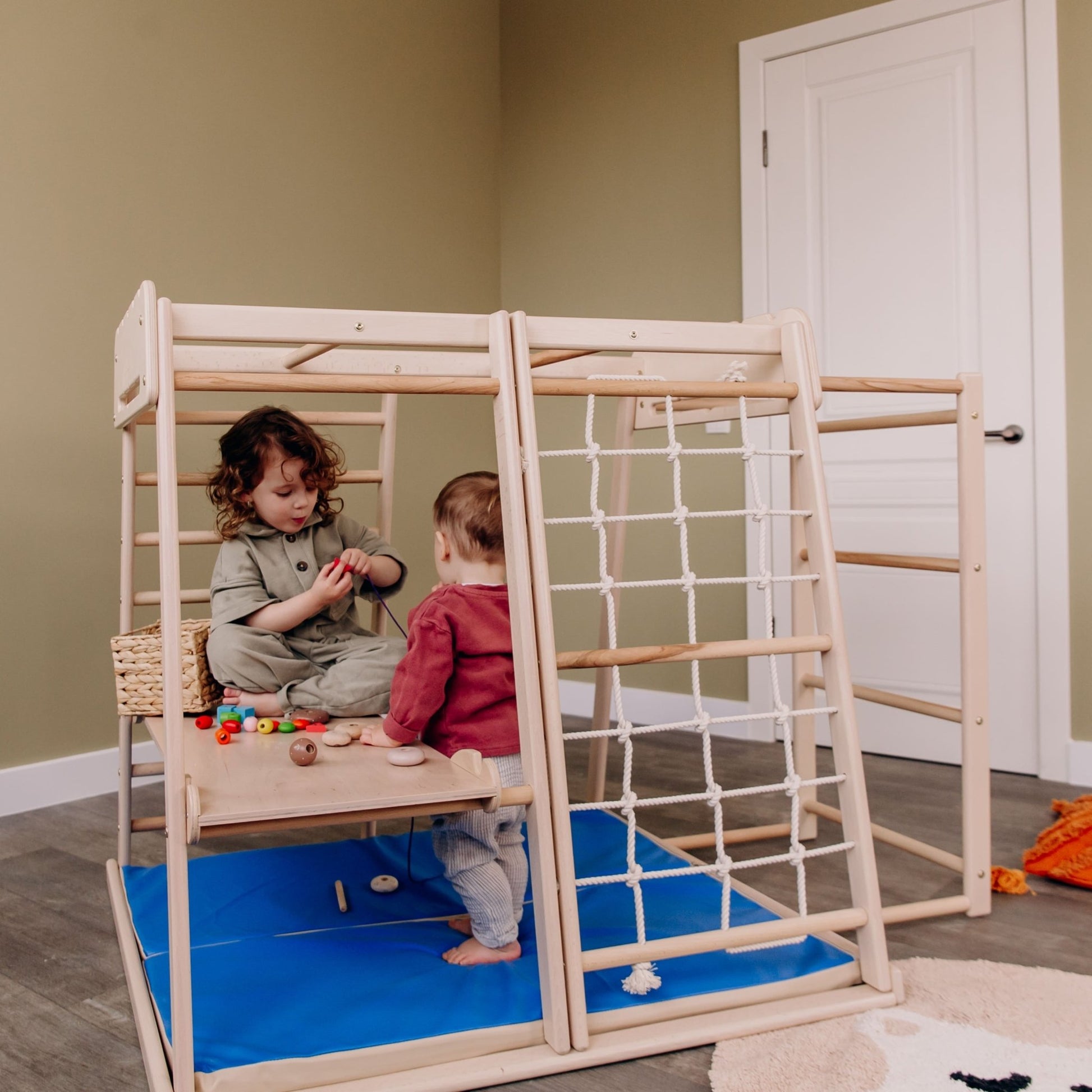 Indoor jungle gym – multi - position climbing tower with accessories - The Nurturing Nook
