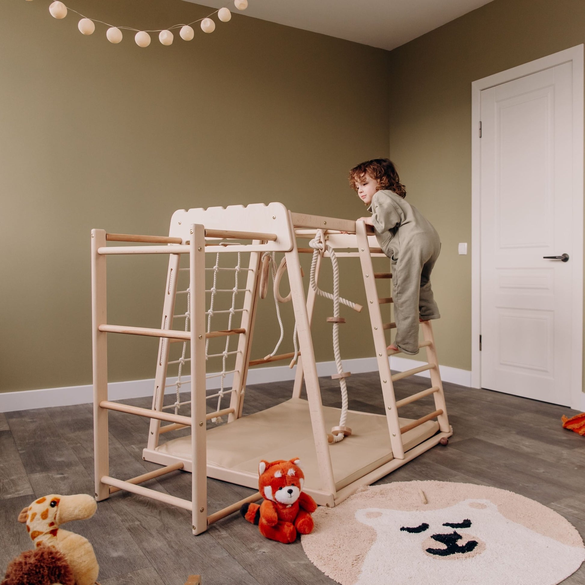 Indoor jungle gym – multi - position climbing tower with accessories - The Nurturing Nook