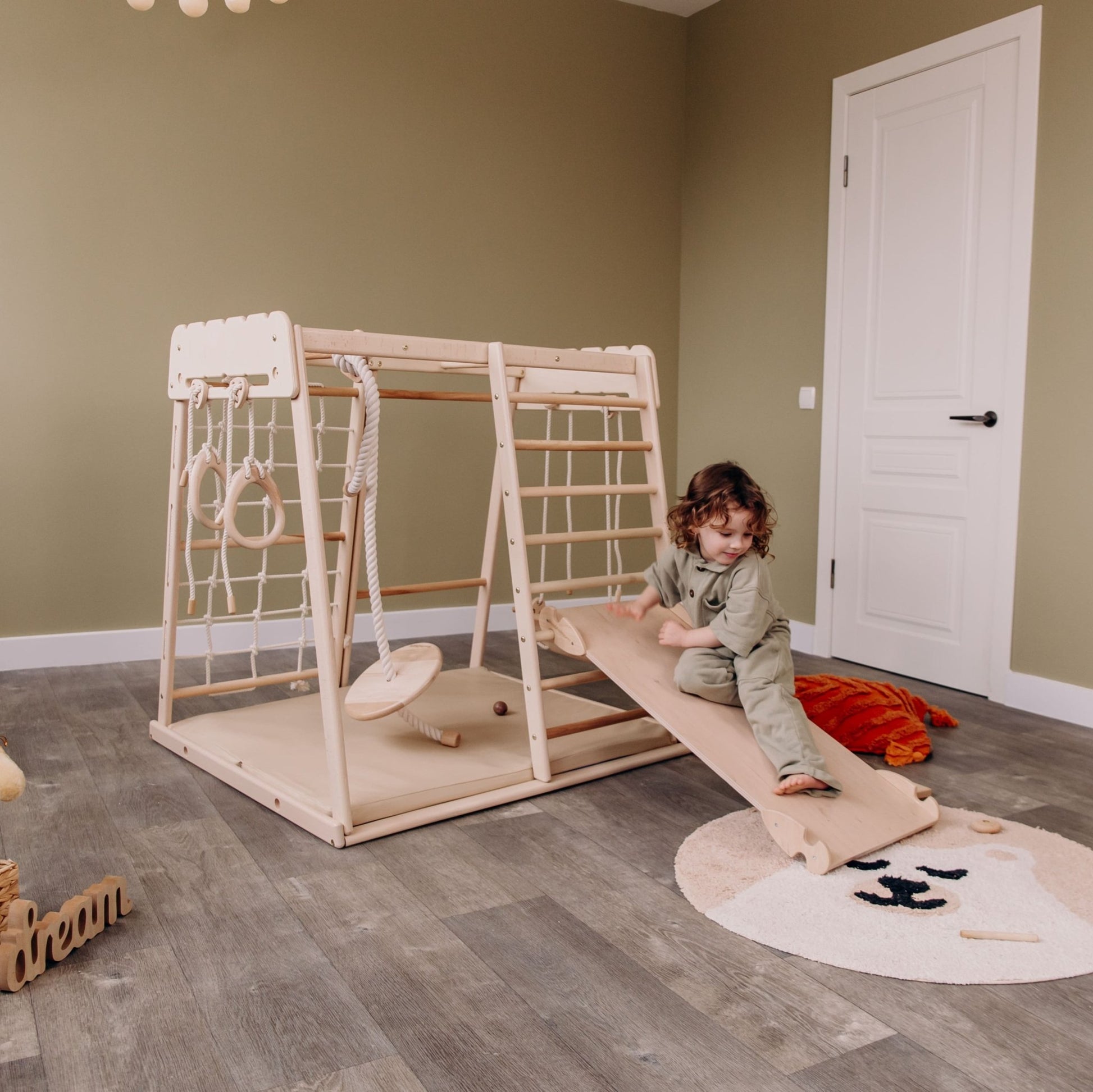 Indoor jungle gym – multi - position climbing tower with accessories - The Nurturing Nook