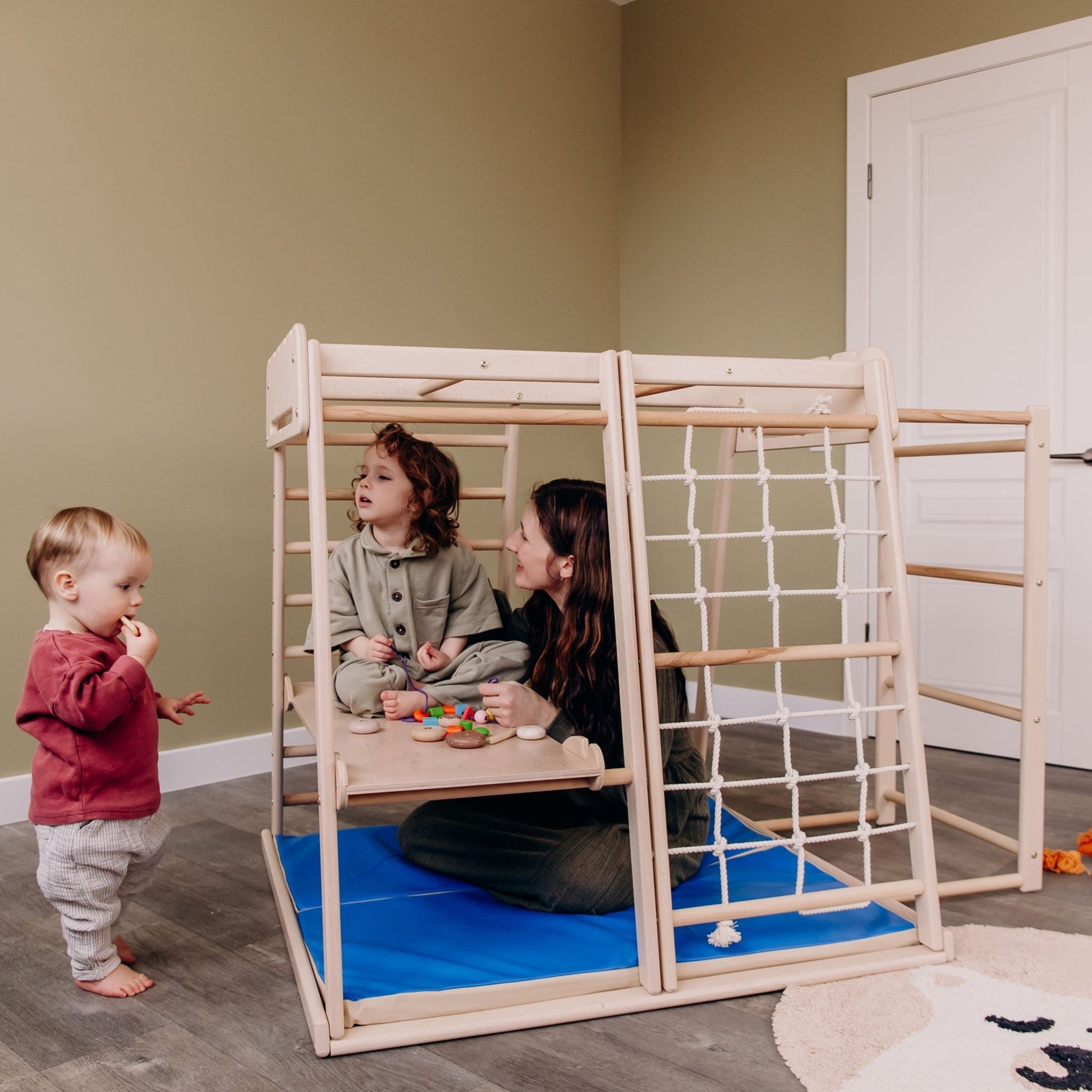 Indoor jungle gym – multi - position climbing tower with accessories - The Nurturing Nook