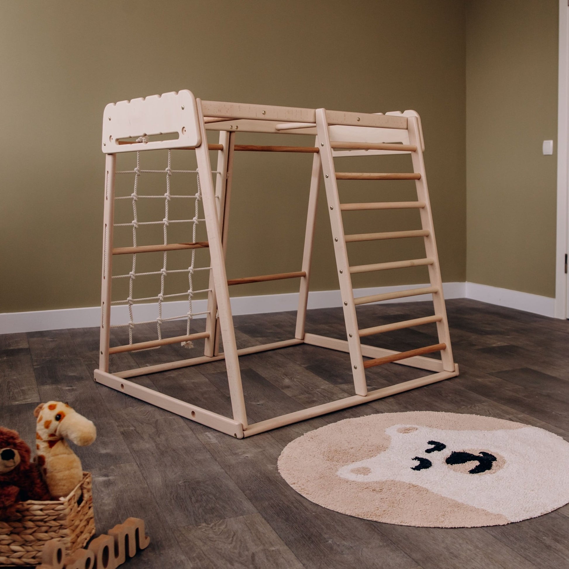 Indoor jungle gym – multi - position climbing tower with accessories - The Nurturing Nook