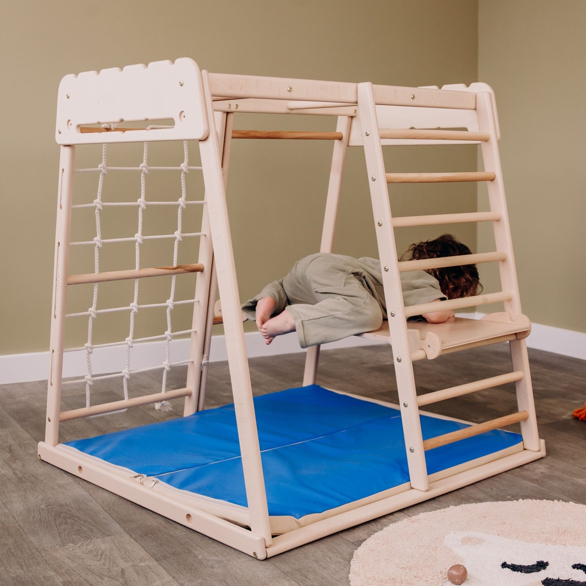 Indoor jungle gym – multi - position climbing tower with accessories - The Nurturing Nook