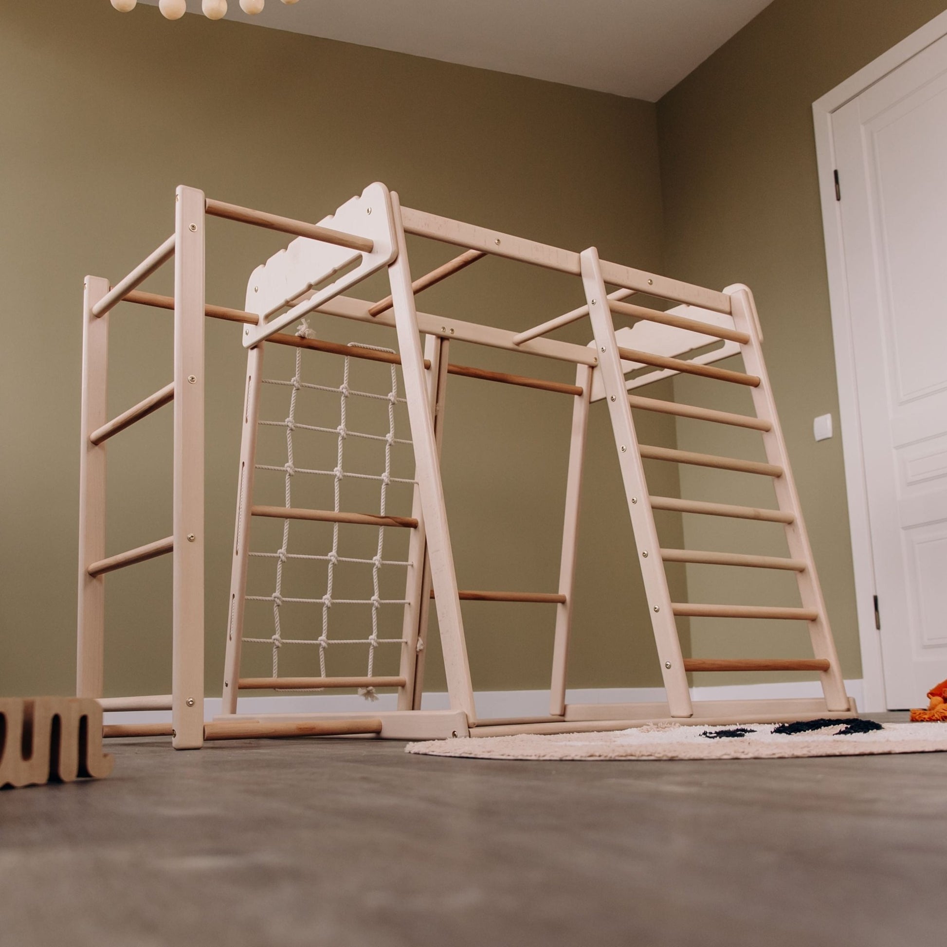 Indoor jungle gym – multi - position climbing tower with accessories - The Nurturing Nook