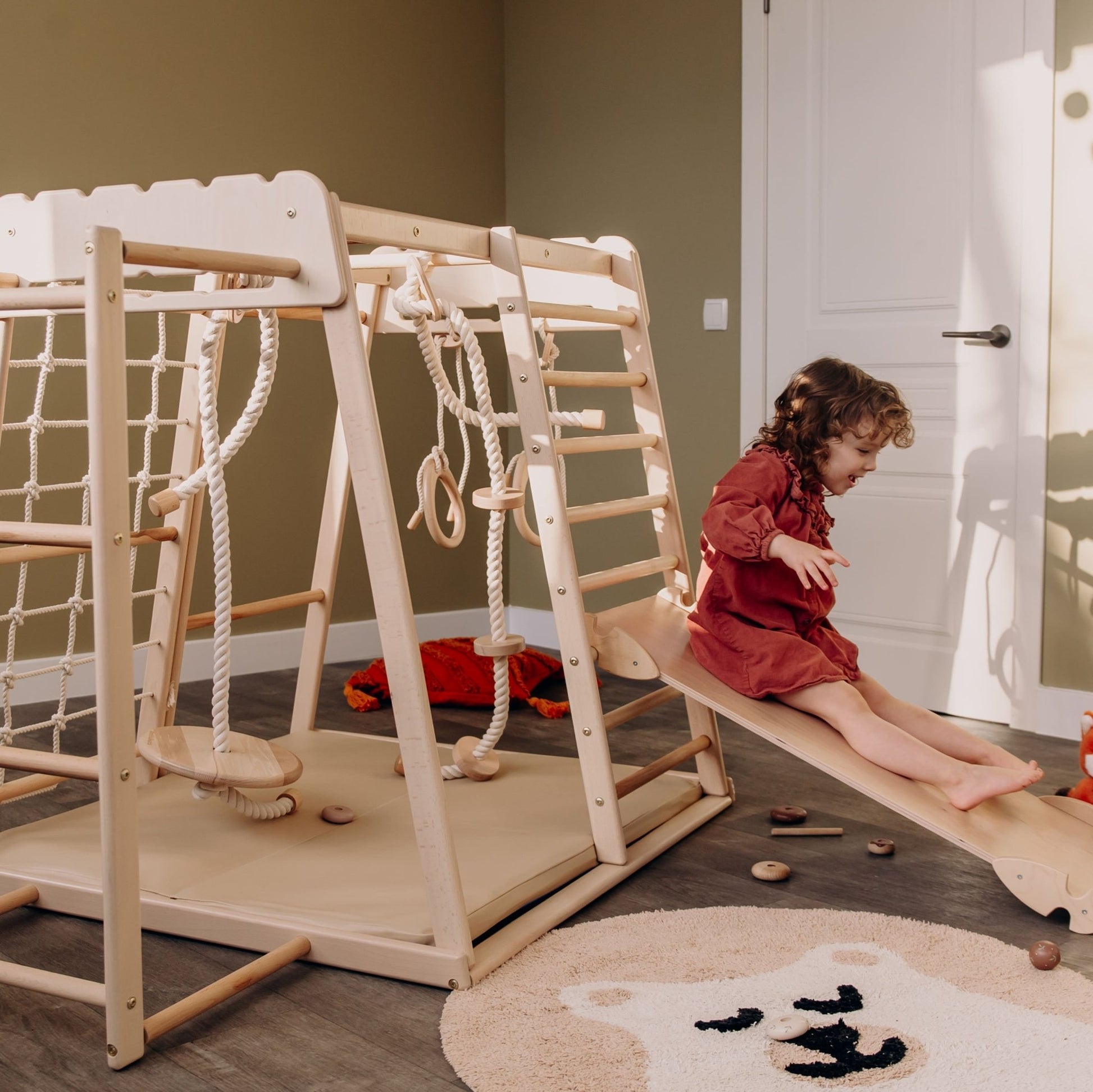 Indoor jungle gym – multi - position climbing tower with accessories - The Nurturing Nook