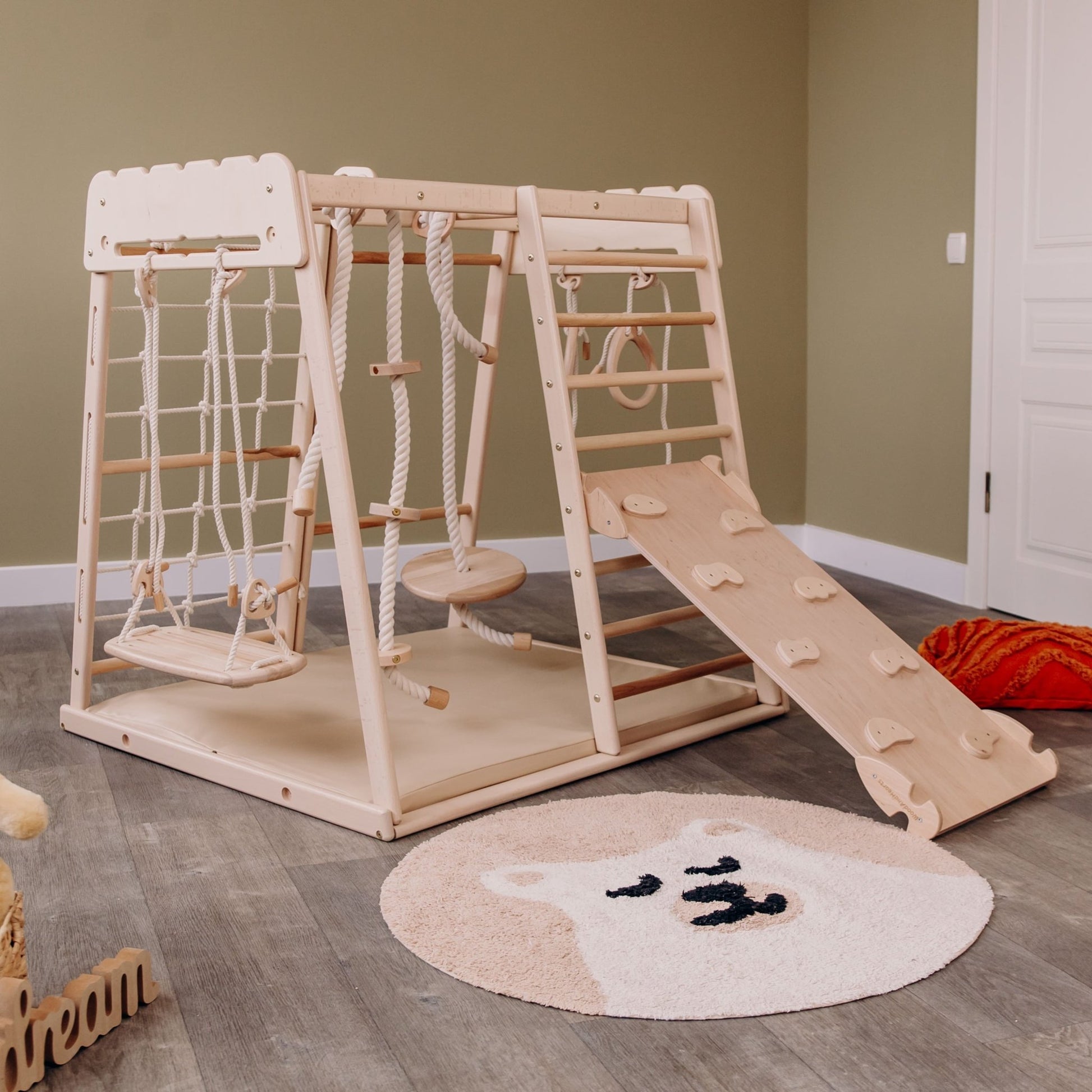 Indoor jungle gym – multi - position climbing tower with accessories - The Nurturing Nook