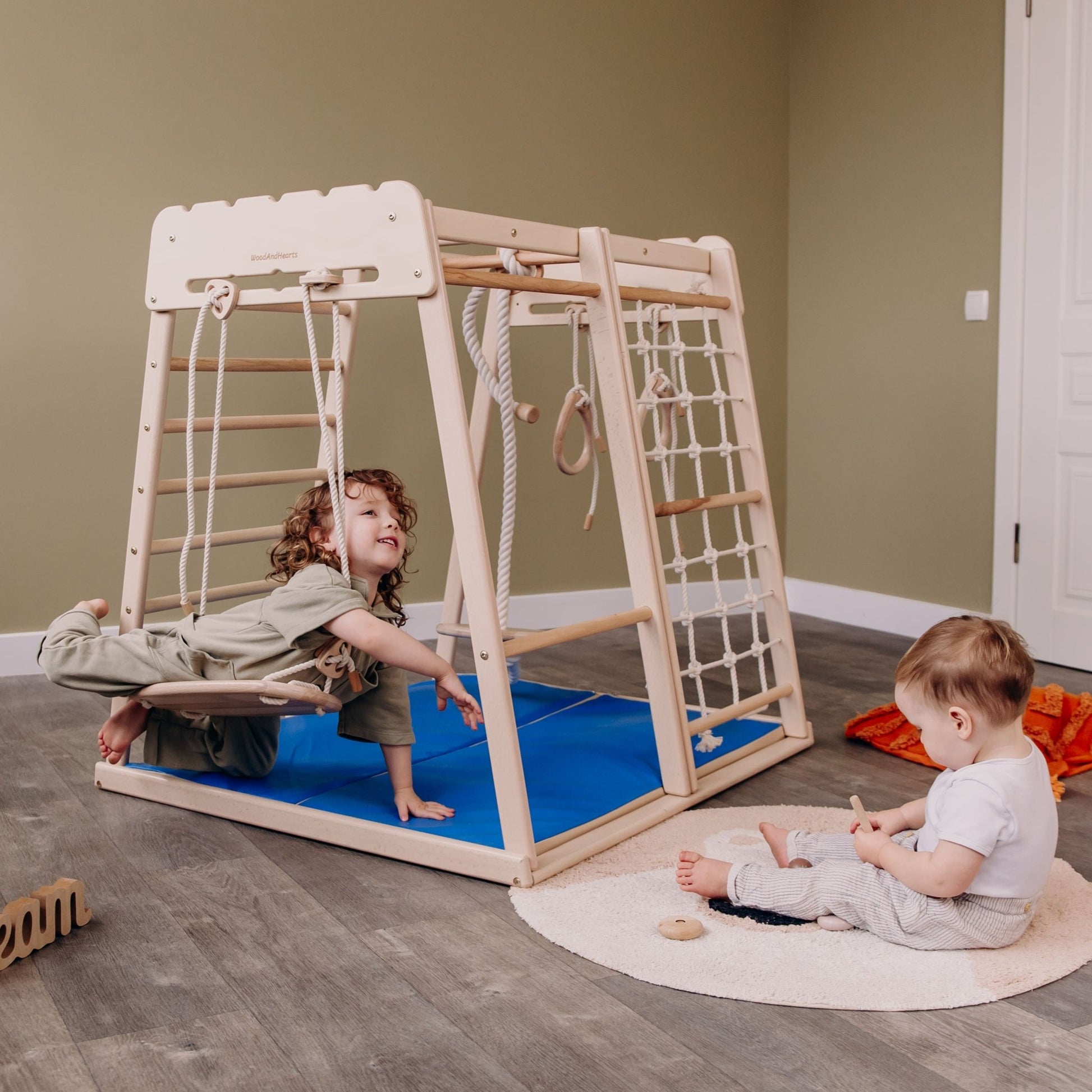Indoor jungle gym – multi - position climbing tower with accessories - The Nurturing Nook