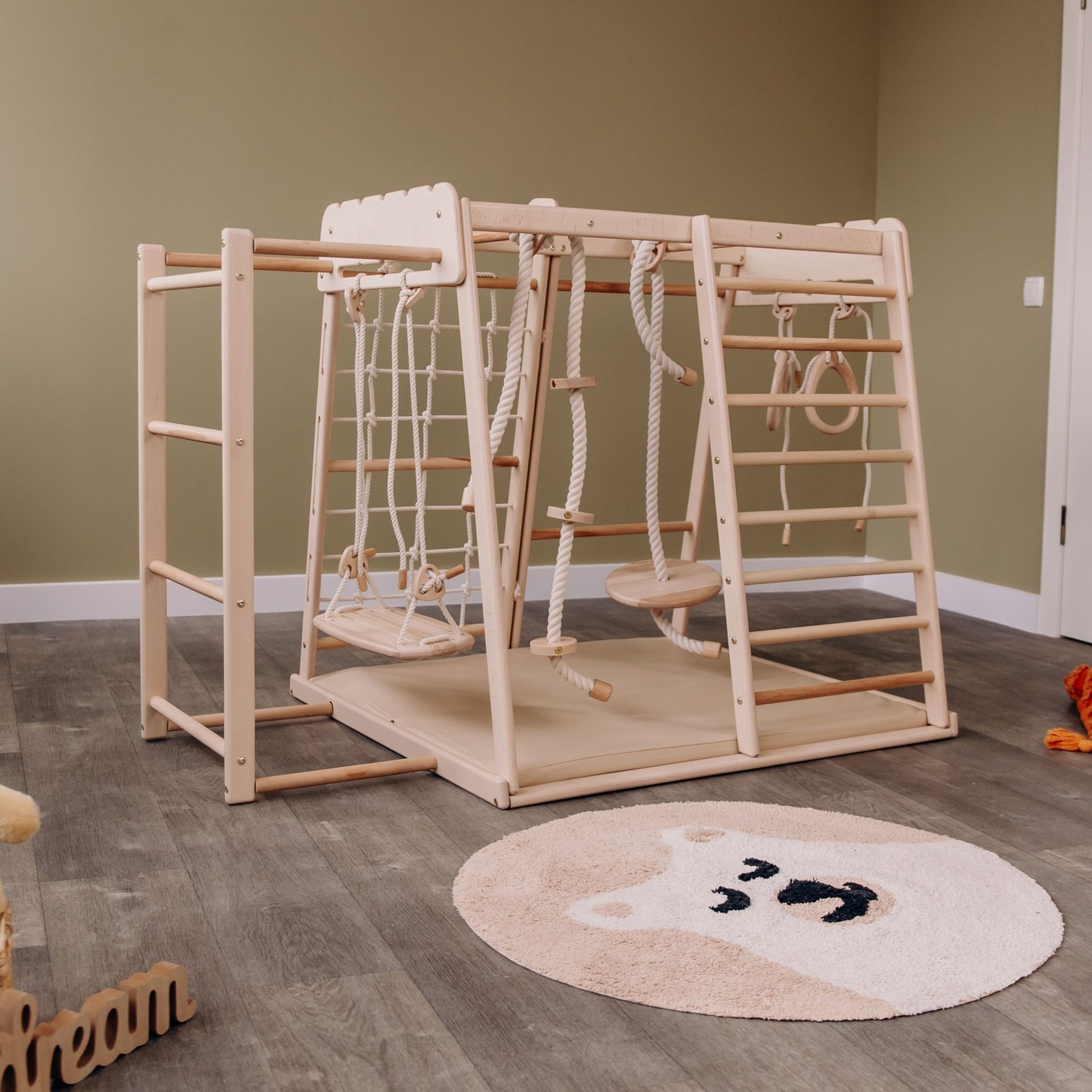 Indoor jungle gym – multi - position climbing tower with accessories - The Nurturing Nook