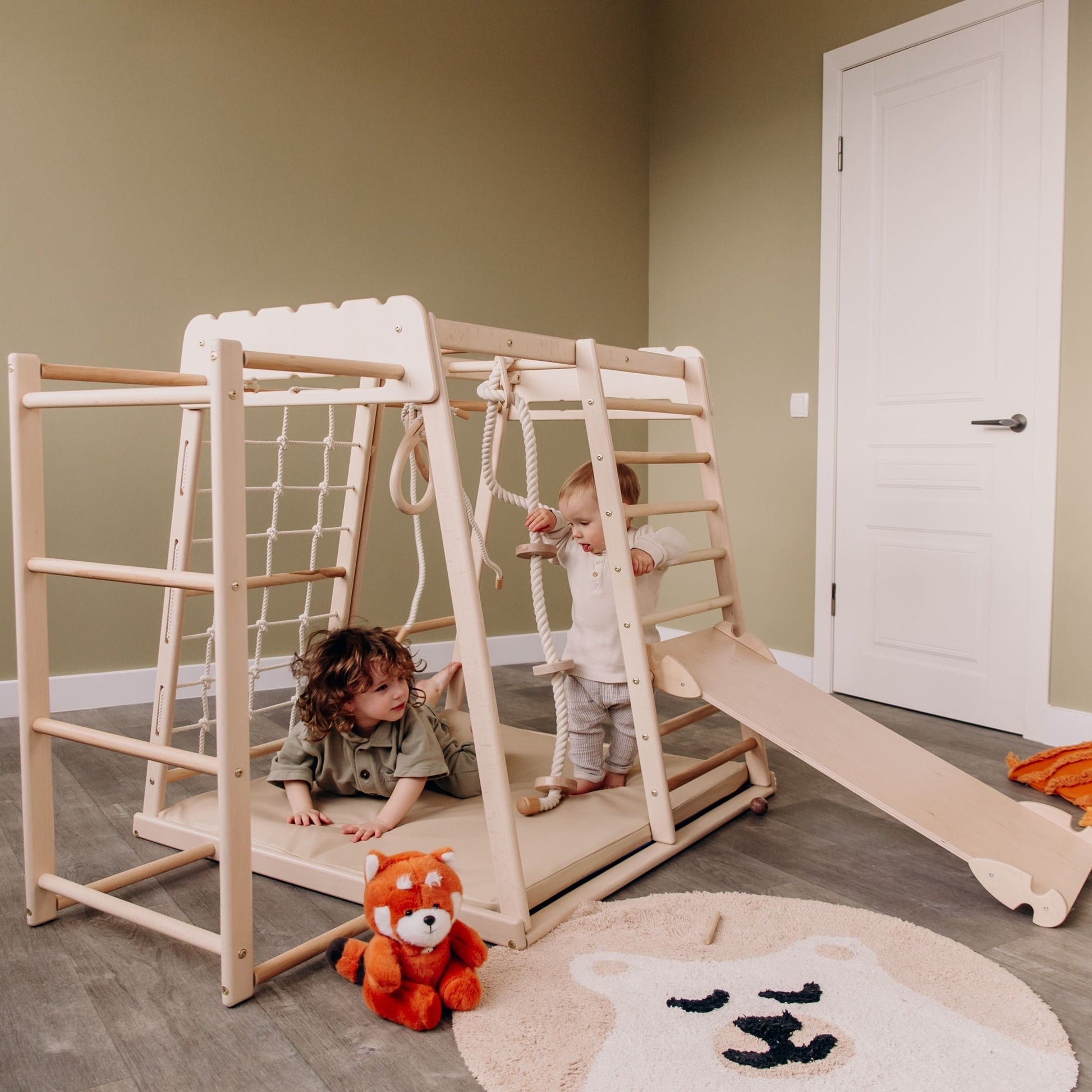 Indoor jungle gym – multi - position climbing tower with accessories - The Nurturing Nook