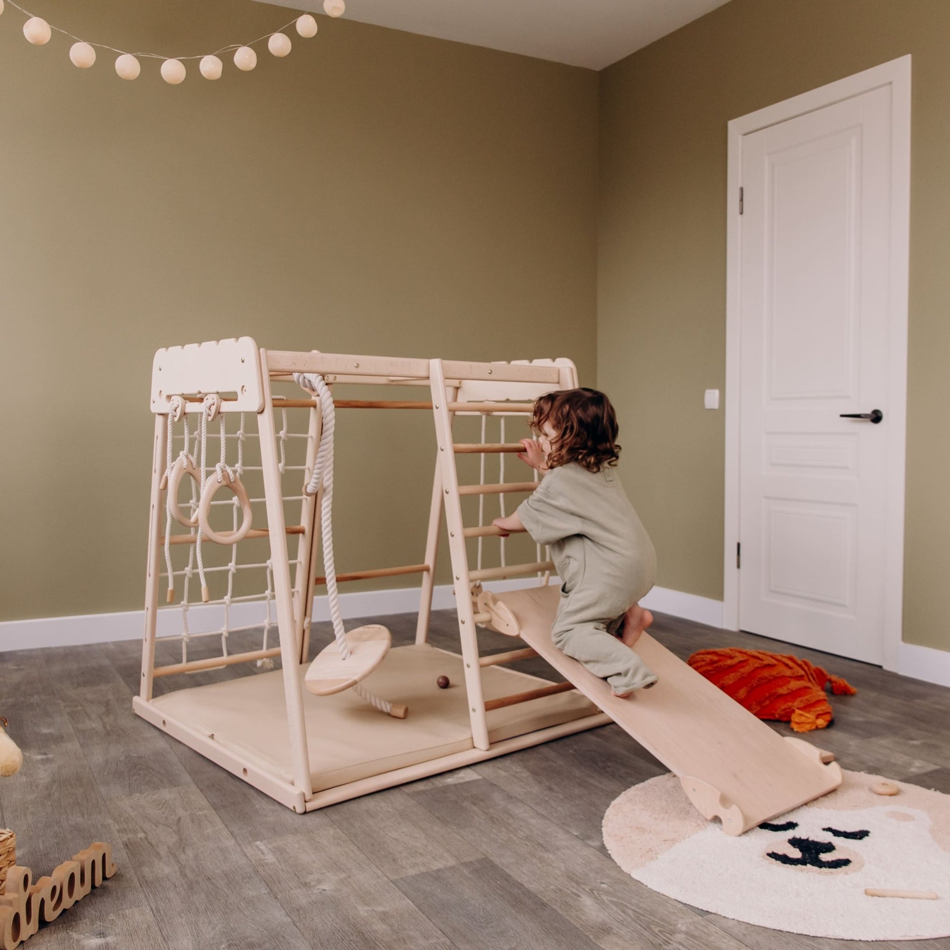 Indoor jungle gym – multi - position climbing tower with accessories - The Nurturing Nook