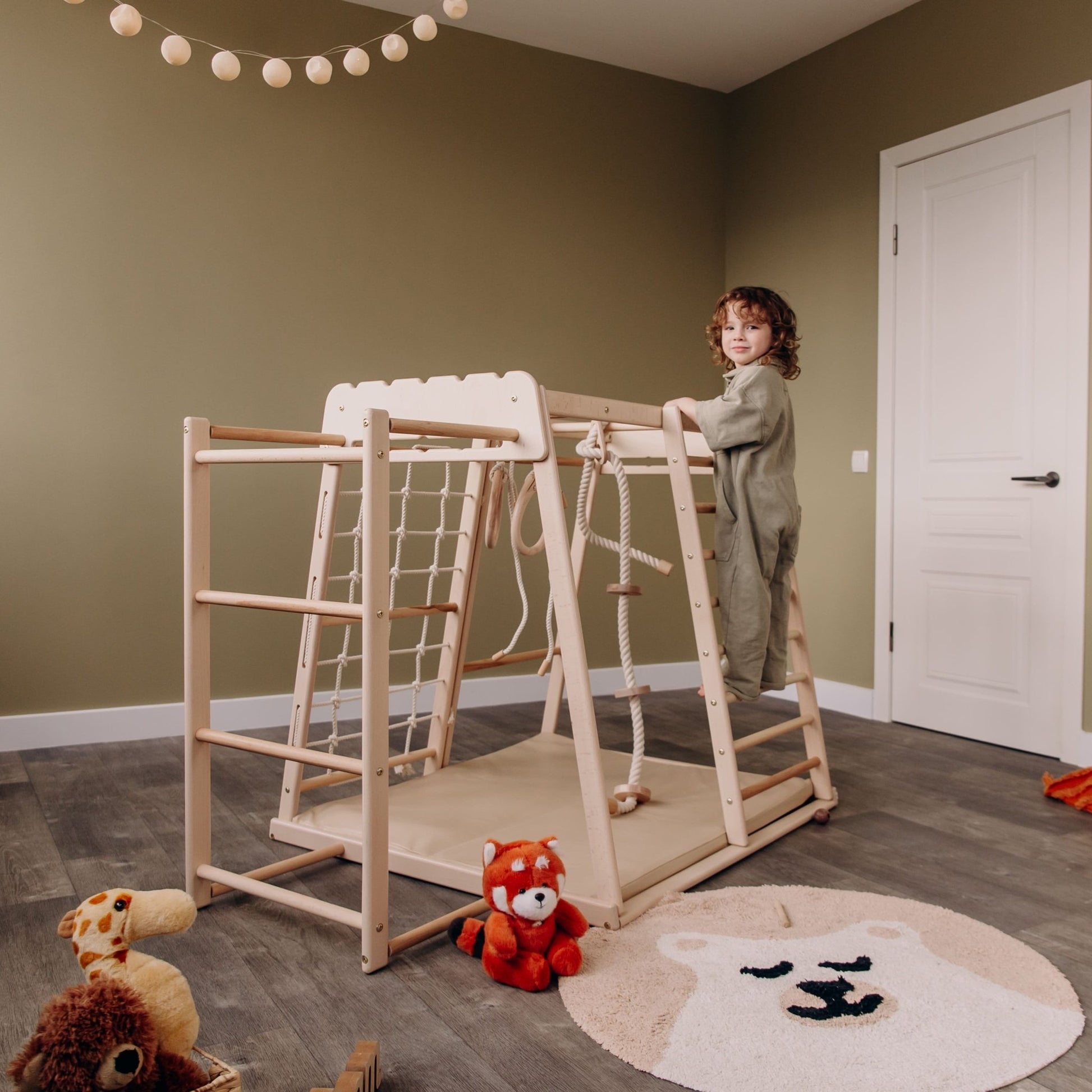 Indoor jungle gym – multi - position climbing tower with accessories - The Nurturing Nook