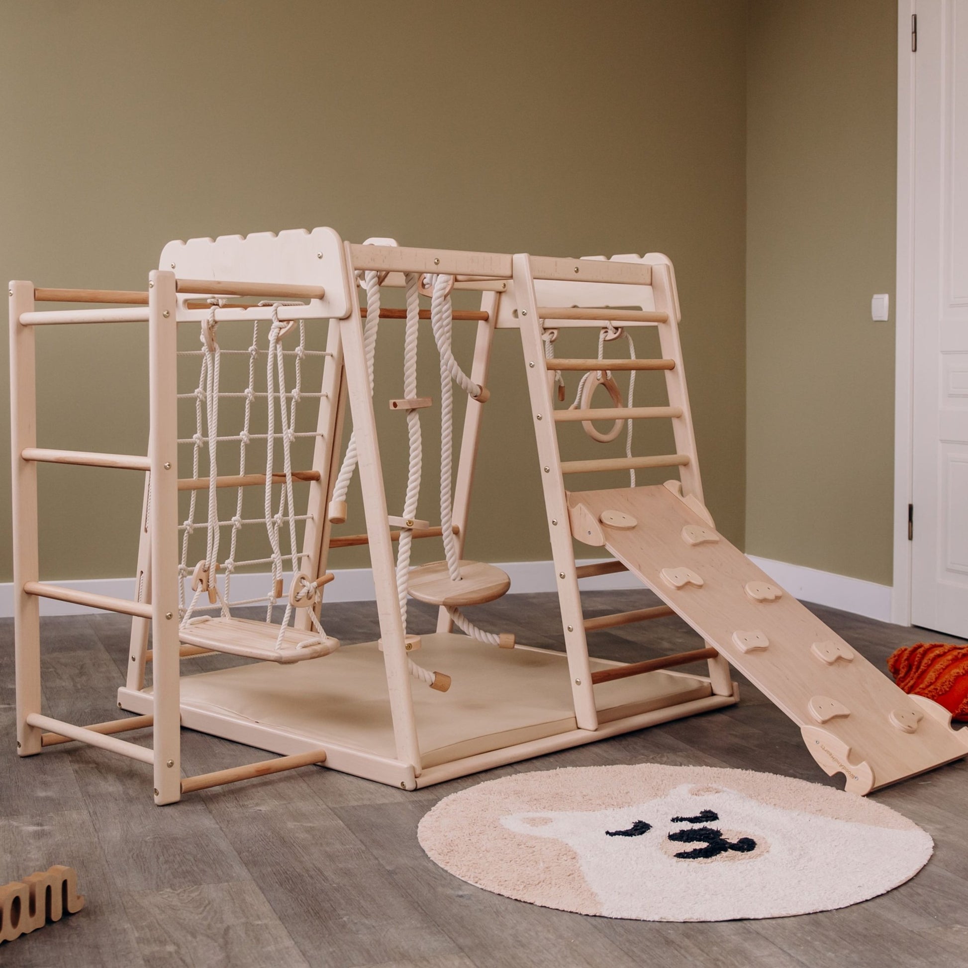 Indoor jungle gym – multi - position climbing tower with accessories - The Nurturing Nook