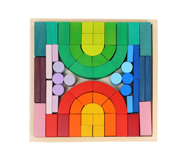 Large STAINED Romanesque Stacking Puzzles Building Blocks - The Nurturing Nook