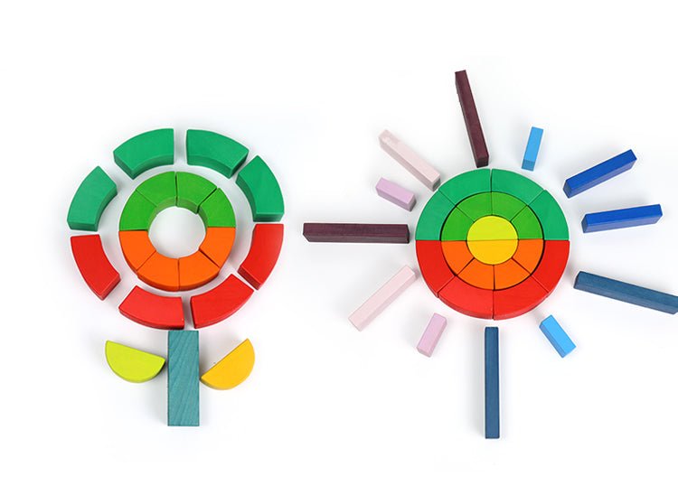 Large STAINED Romanesque Stacking Puzzles Building Blocks - The Nurturing Nook