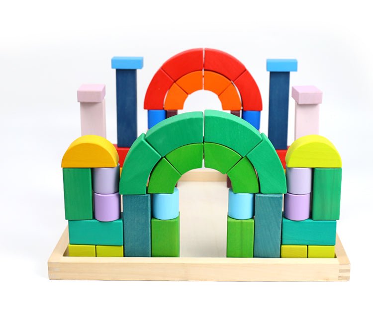 Large STAINED Romanesque Stacking Puzzles Building Blocks - The Nurturing Nook