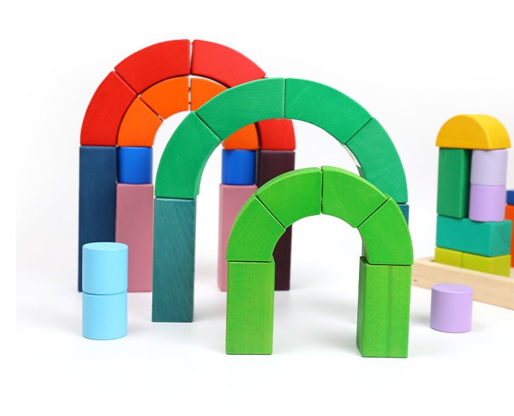 Large STAINED Romanesque Stacking Puzzles Building Blocks - The Nurturing Nook