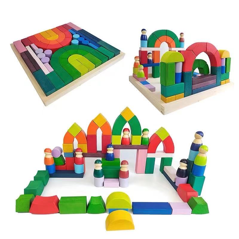 Large STAINED Romanesque Stacking Puzzles Building Blocks - The Nurturing Nook