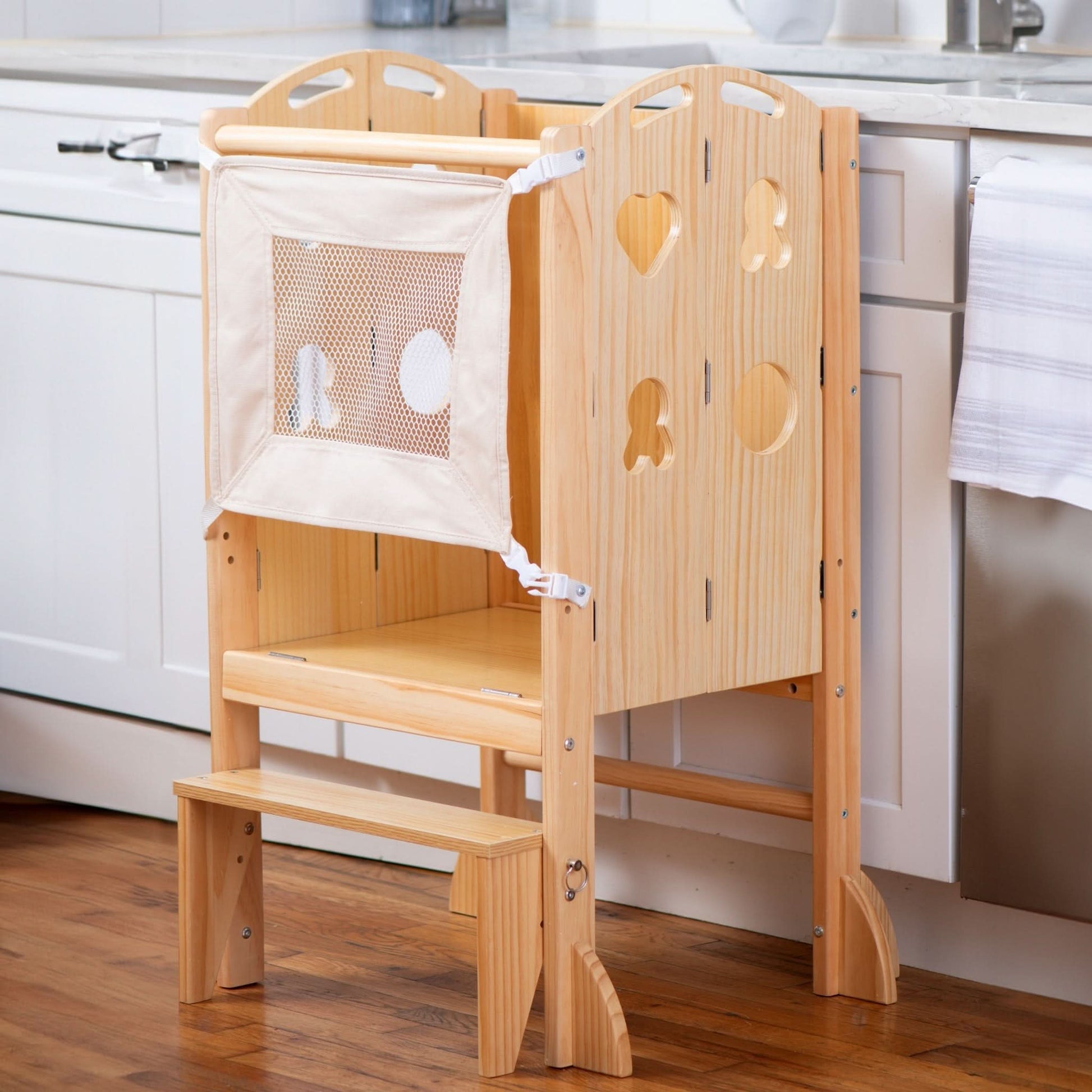 Laurel - 4 in 1 Foldable Kitchen Tower, Step Stool, Chalkboard and Slide - The Nurturing Nook