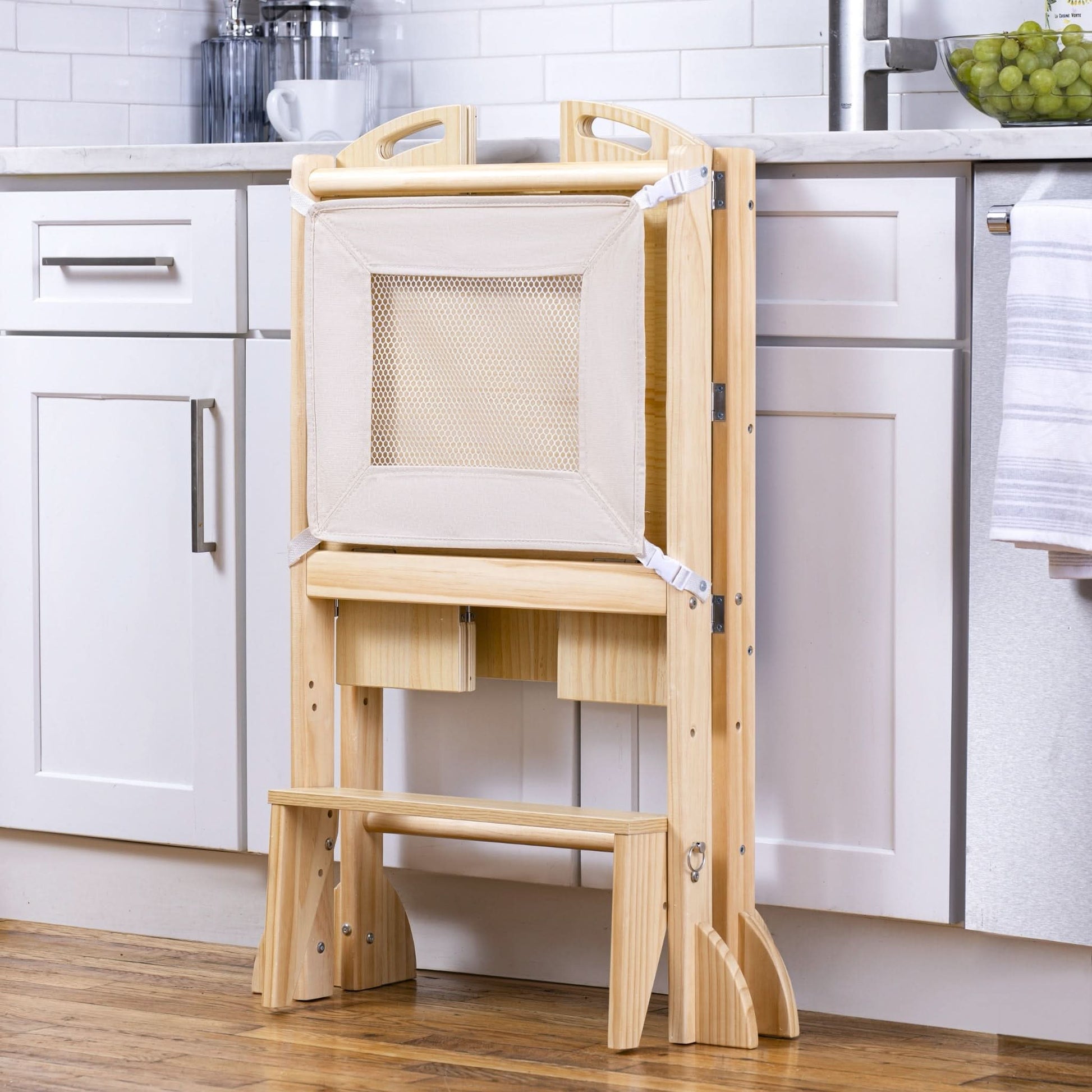 Laurel - 4 in 1 Foldable Kitchen Tower, Step Stool, Chalkboard and Slide - The Nurturing Nook