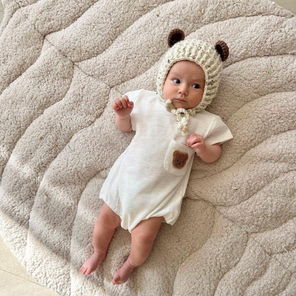 Leaf Shaped Sherpa & Cotton Baby Playmat - Pearl - The Nurturing Nook