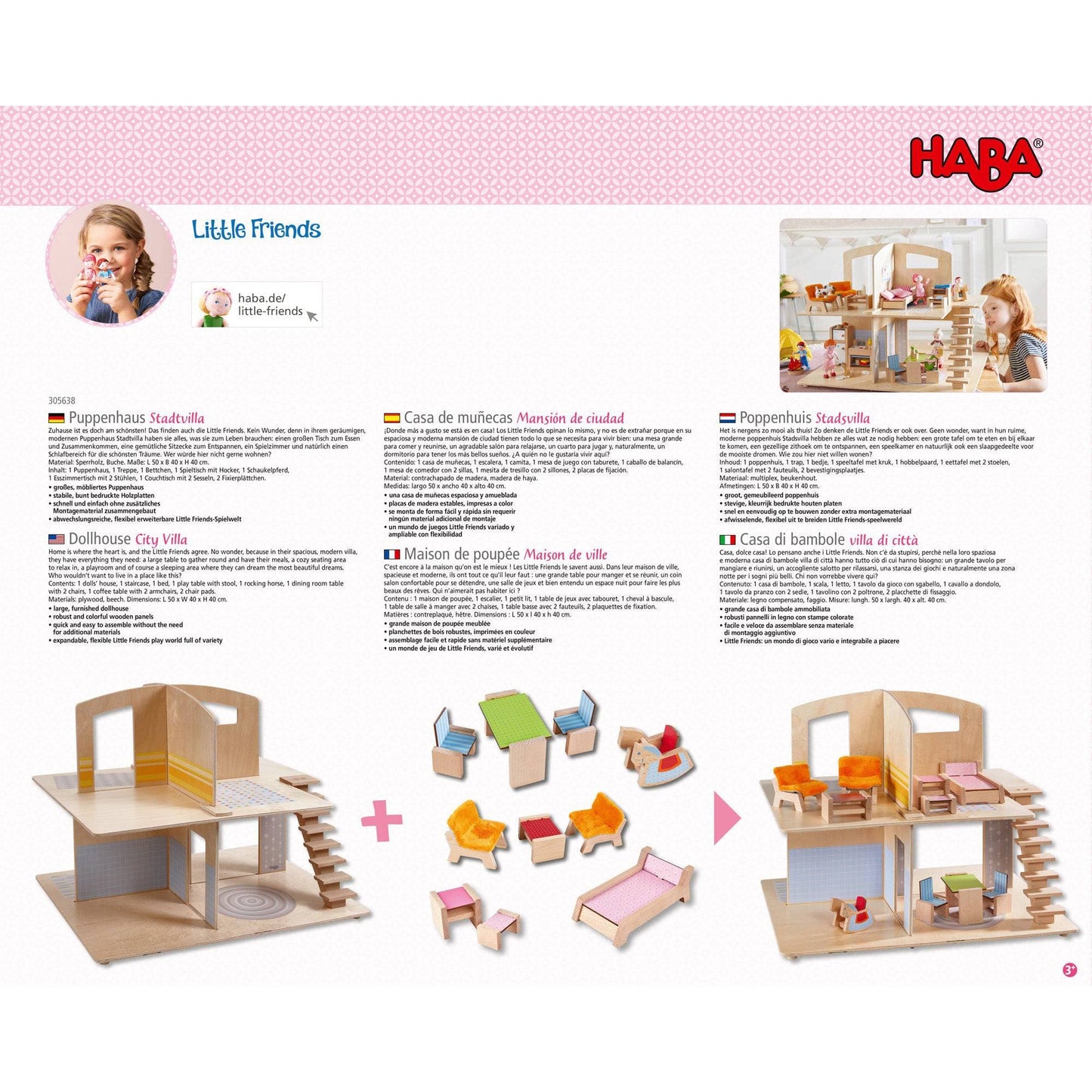 Little Friends Dollhouse Town Villa with Furniture - The Nurturing Nook