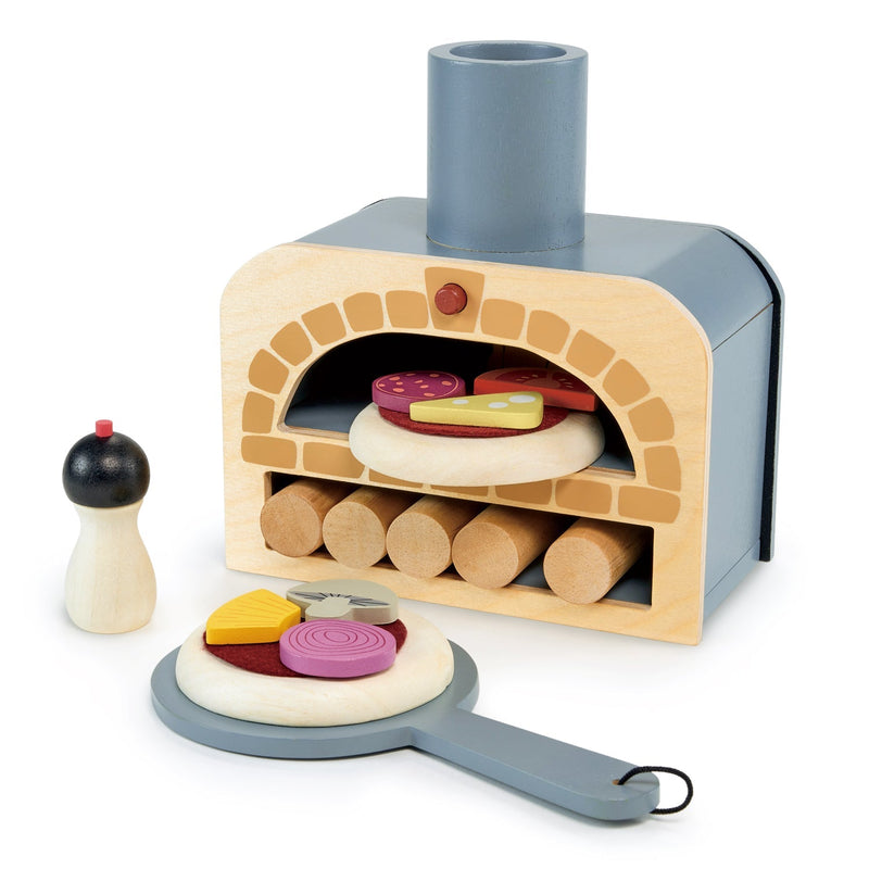 Tender Leaf wooden pizza oven set with toppings and tools