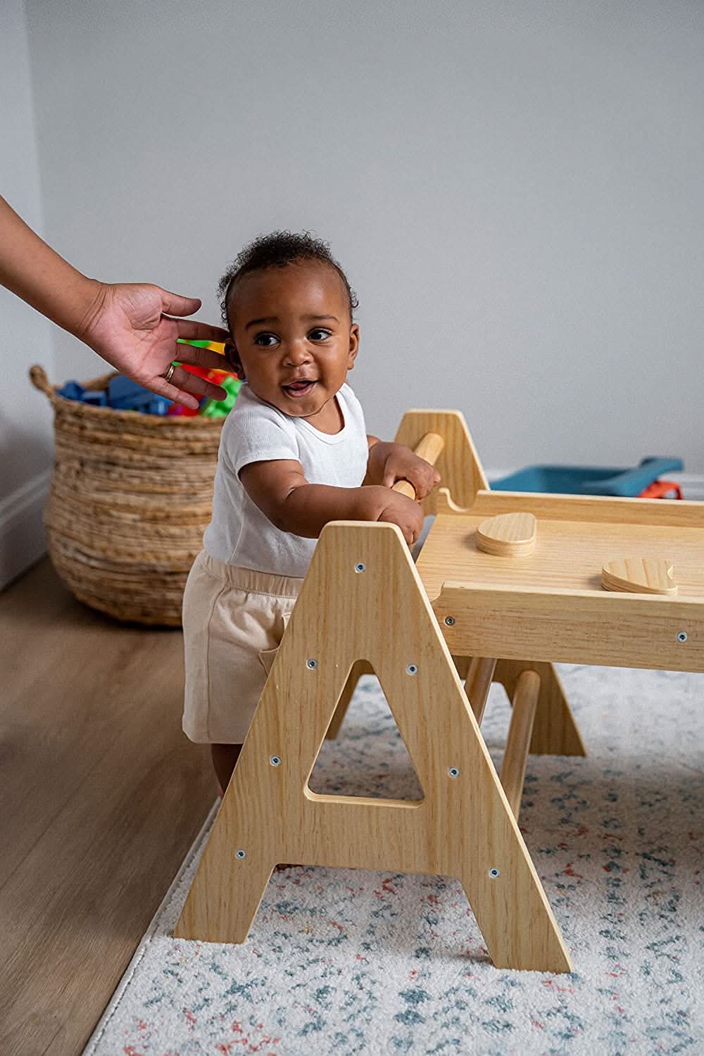 Maple - Wood Small Triangle Climbing Set with Ladder Slide and Rocker - The Nurturing Nook