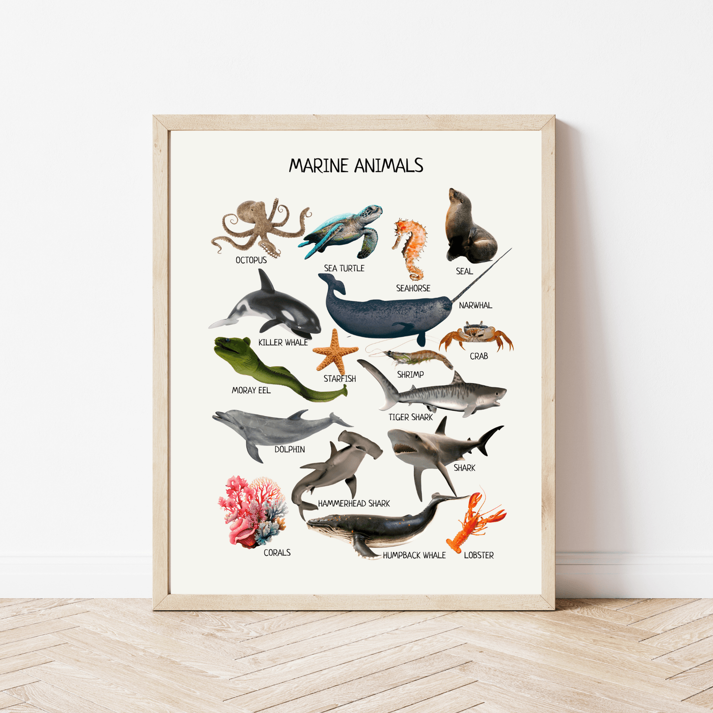 Marine Animals Poster - Under the Sea Educational Print for Classroom, Nursery & Playroom Decor | Digital Download - The Nurturing Nook