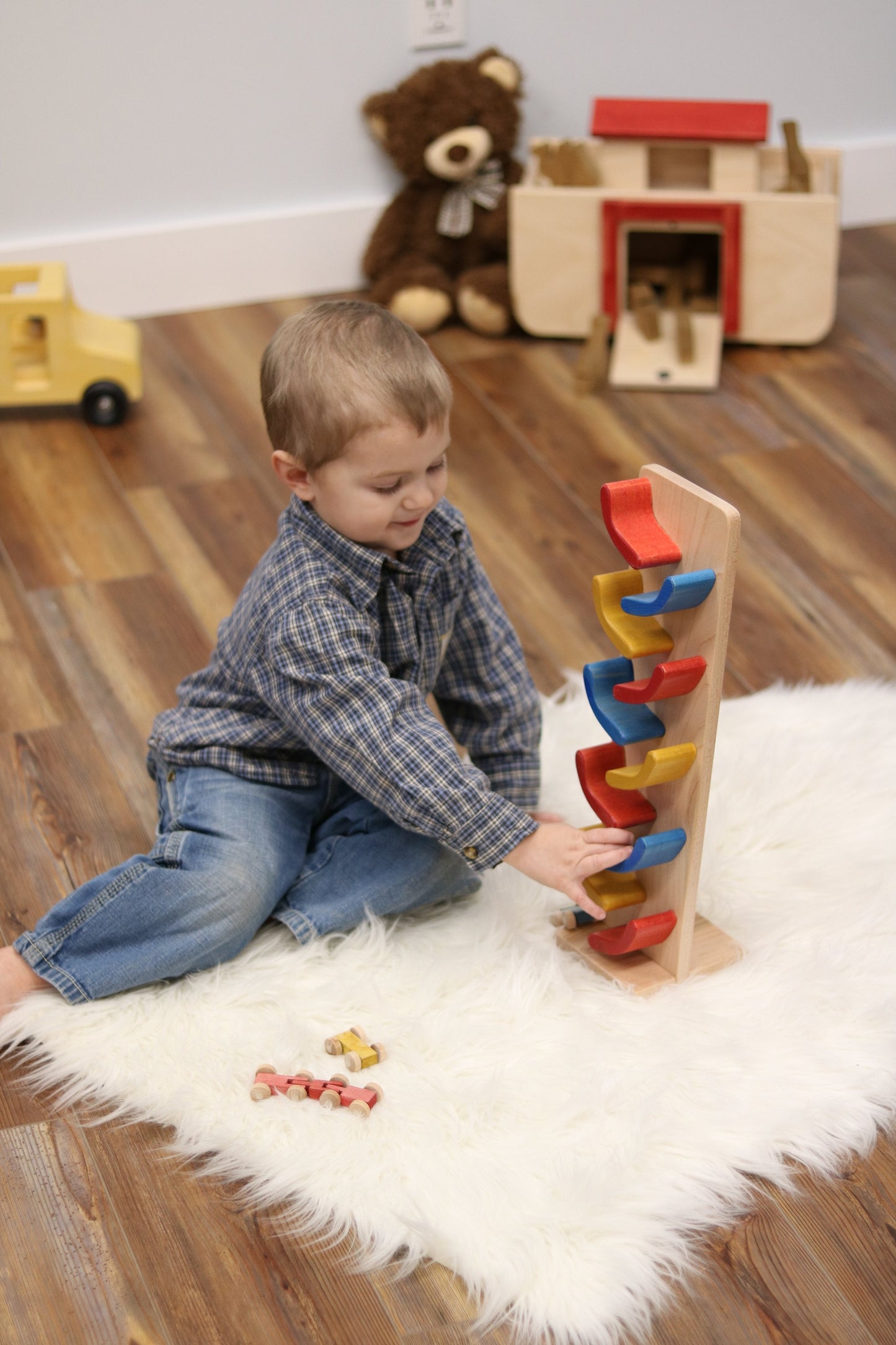 Mini wooden car roller toy – handmade