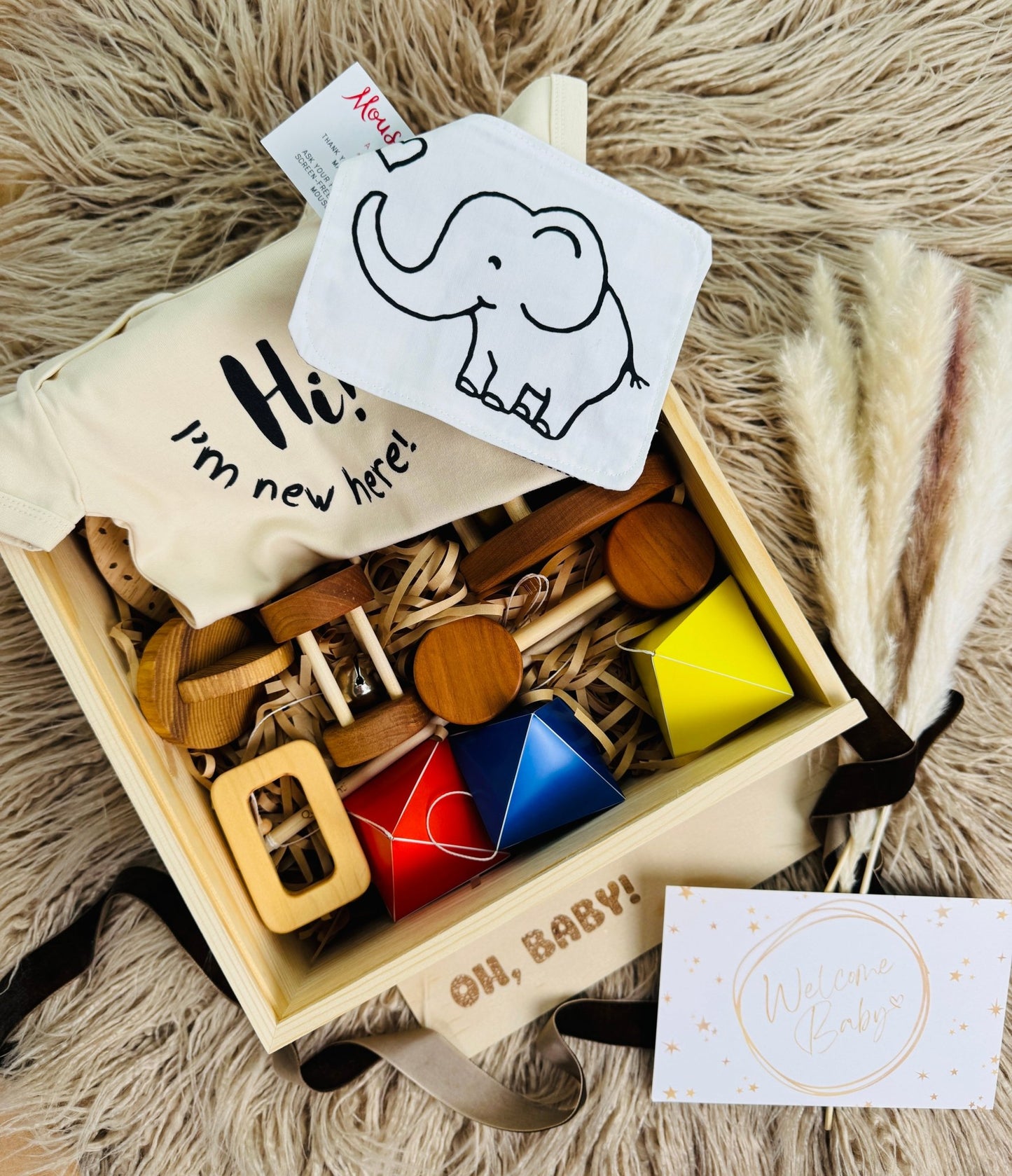 Montessori baby gift box (0 - 6 months) – newborn essentials set with developmental toys, perfect for baby showers - The Nurturing Nook
