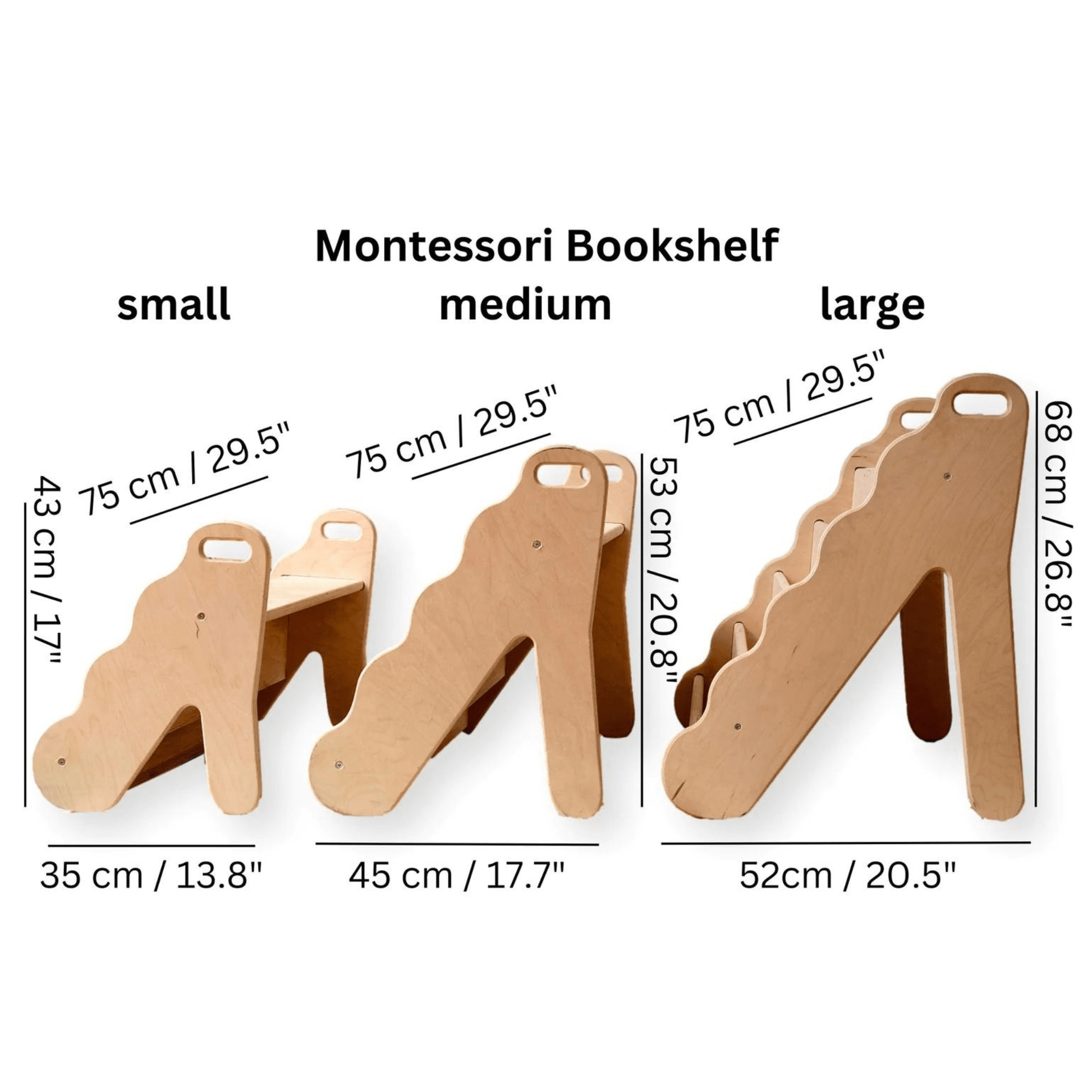 Montessori Bookshelf Wave Design | Small - Medium - Large Size - The Nurturing Nook