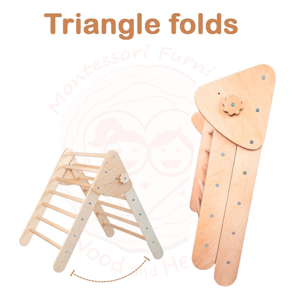 Montessori climbing set – foldable triangle, arch & rocker board (3 - piece set) - The Nurturing Nook
