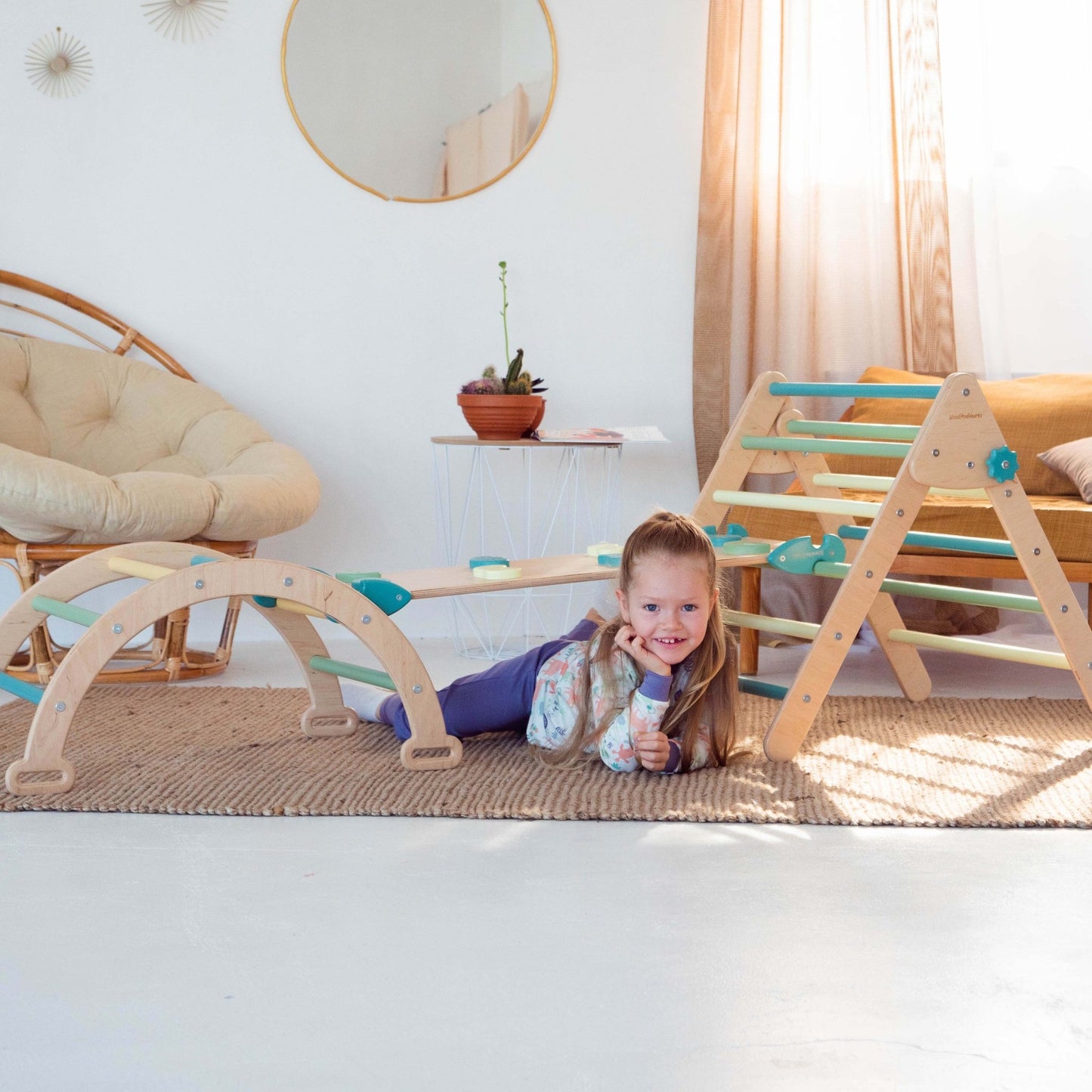 Montessori climbing set – foldable triangle, arch & rocker board (3 - piece set) - The Nurturing Nook