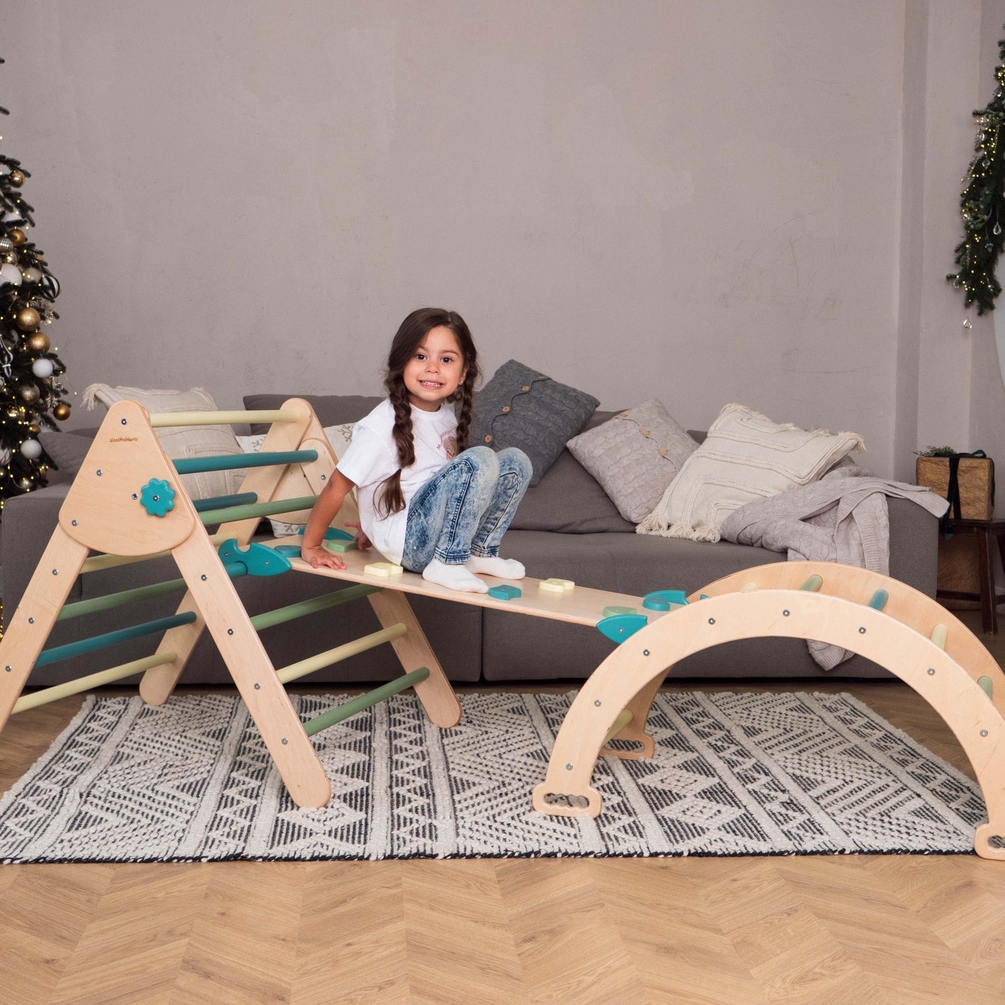 Montessori climbing set – foldable triangle, arch & rocker board (3 - piece set) - The Nurturing Nook