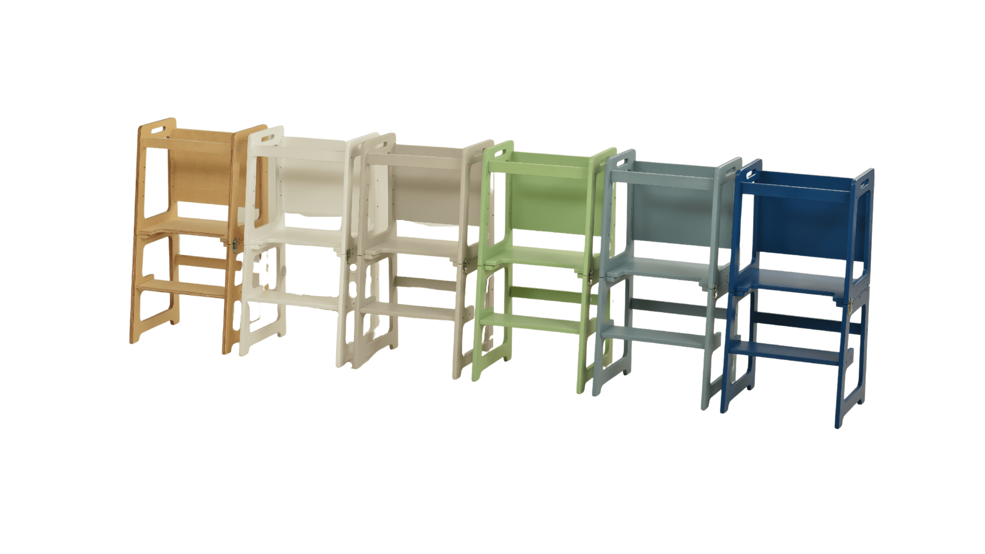 Montessori kitchen step stool desk with chalkboard & tower - The Nurturing Nook