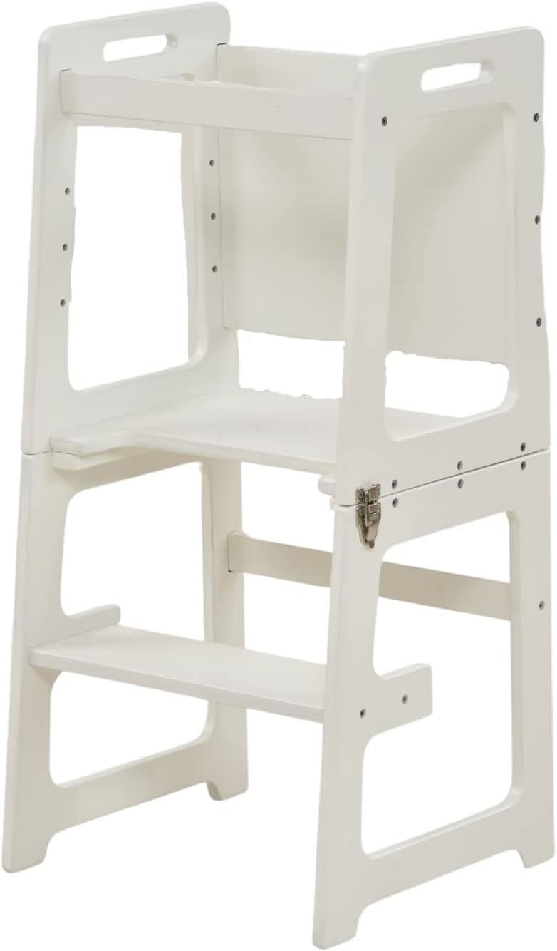 Montessori kitchen step stool desk with chalkboard & tower - The Nurturing Nook