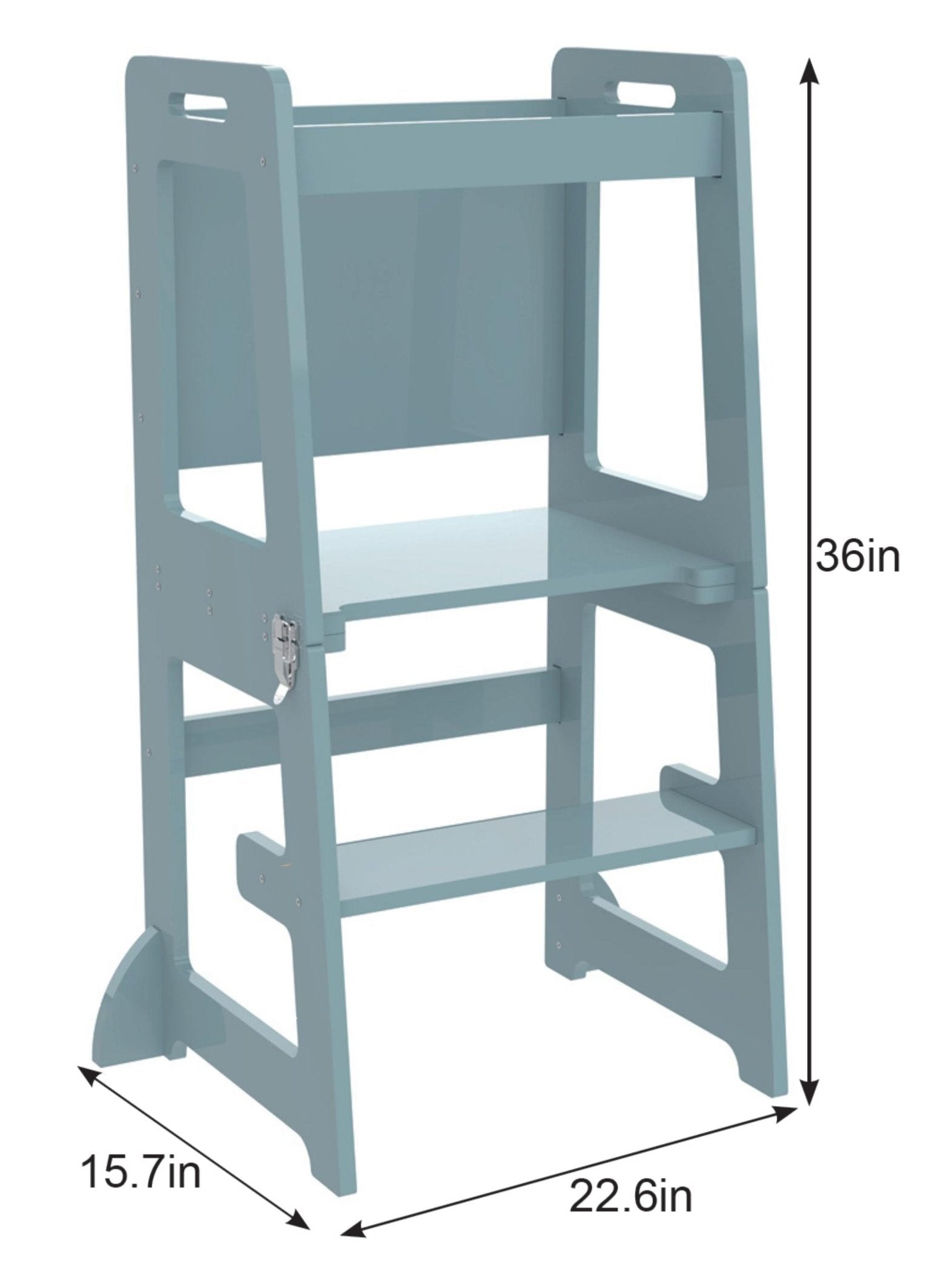 Montessori kitchen step stool desk with chalkboard & tower - The Nurturing Nook