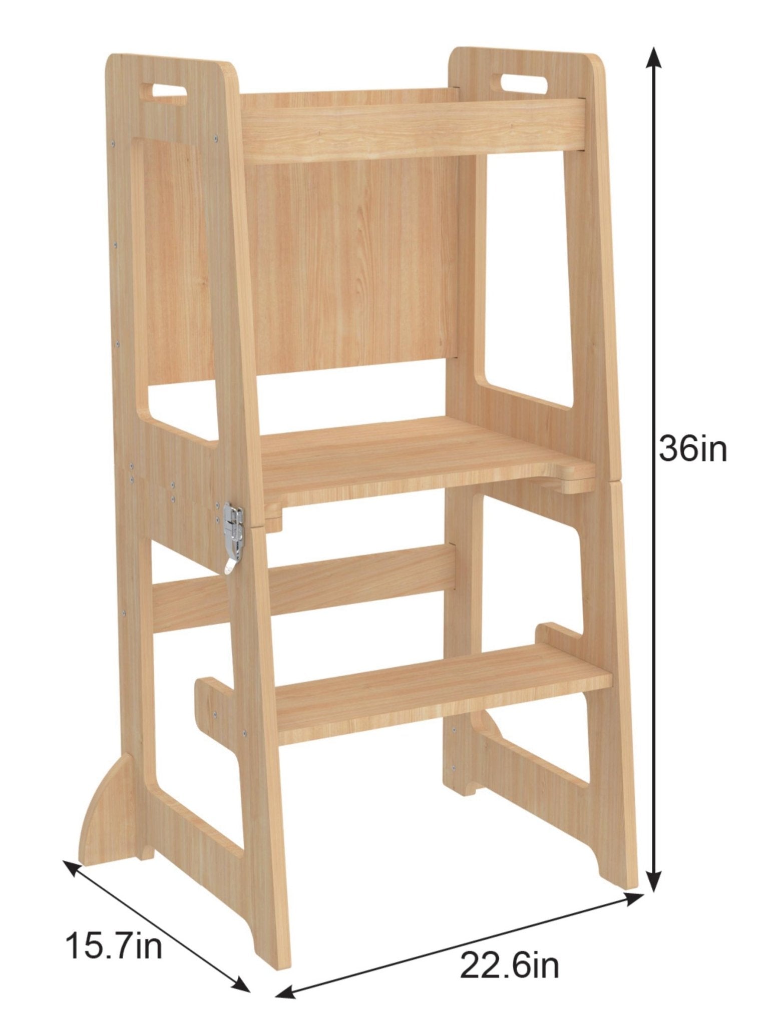 Montessori kitchen step stool desk with chalkboard & tower - The Nurturing Nook