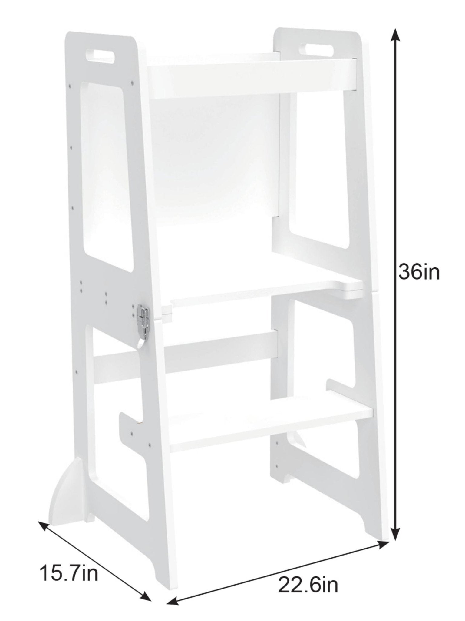 Montessori kitchen step stool desk with chalkboard & tower - The Nurturing Nook