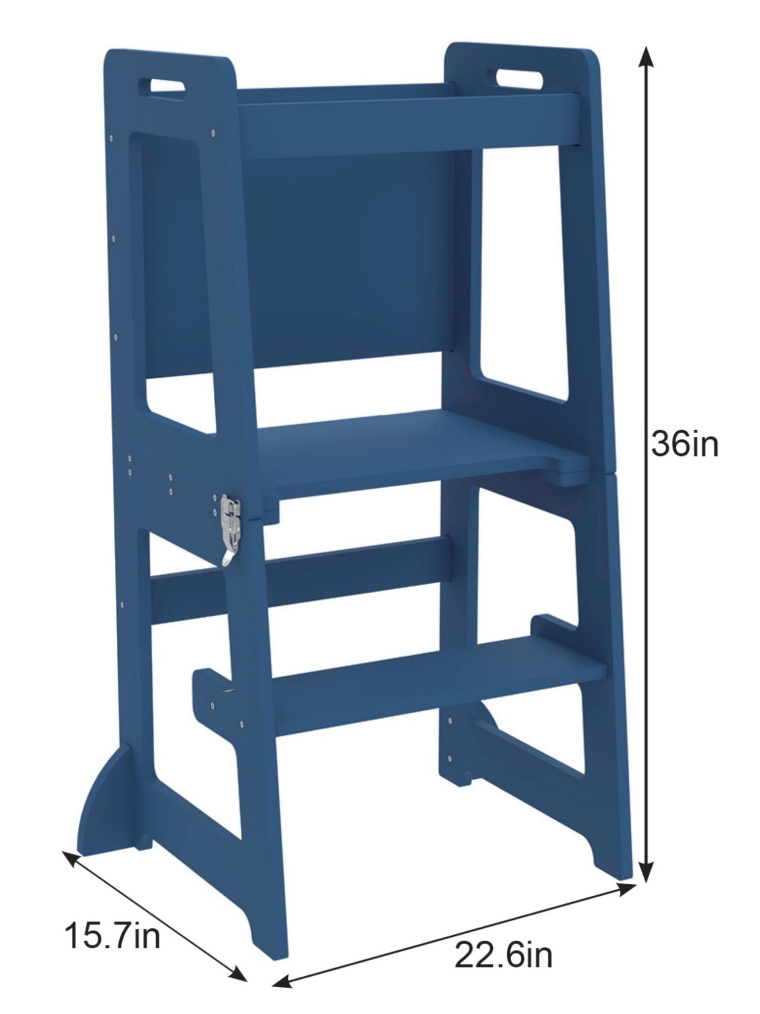 Montessori kitchen step stool desk with chalkboard & tower - The Nurturing Nook