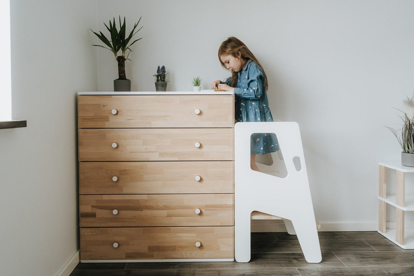 Montessori Learning Tower – Adjustable Wooden Step Stool - The Nurturing Nook