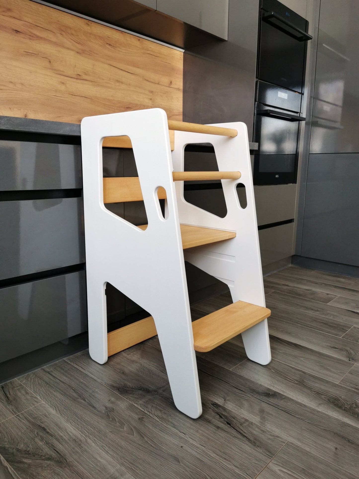 Montessori Learning Tower – Adjustable Wooden Step Stool - The Nurturing Nook