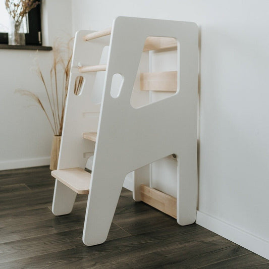 Montessori Learning Tower – Adjustable Wooden Step Stool - The Nurturing Nook