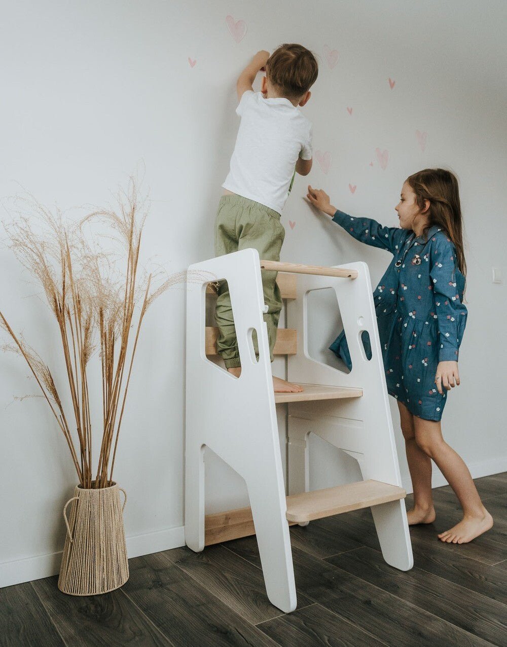 Montessori Learning Tower – Adjustable Wooden Step Stool - The Nurturing Nook