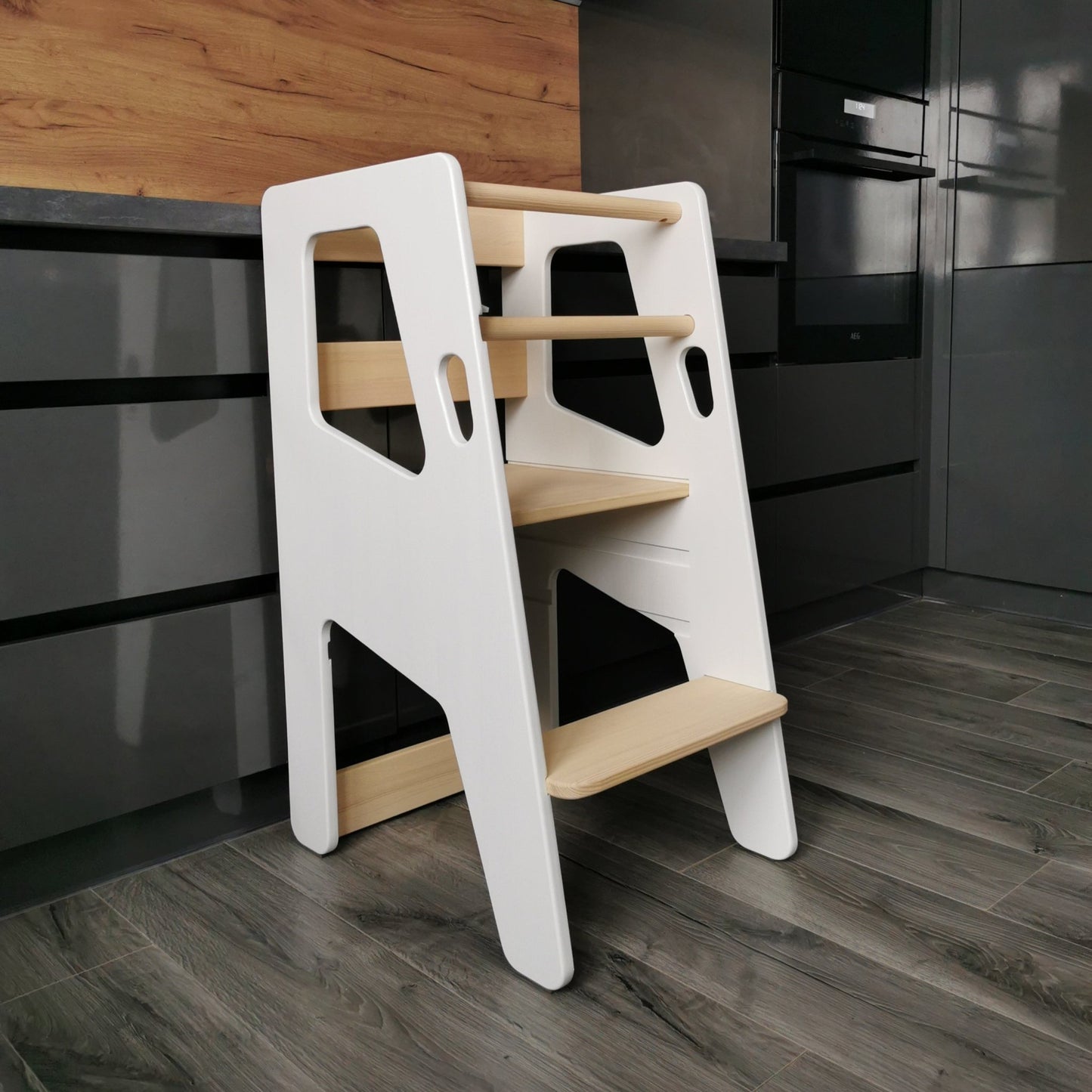 Montessori Learning Tower – Adjustable Wooden Step Stool - The Nurturing Nook